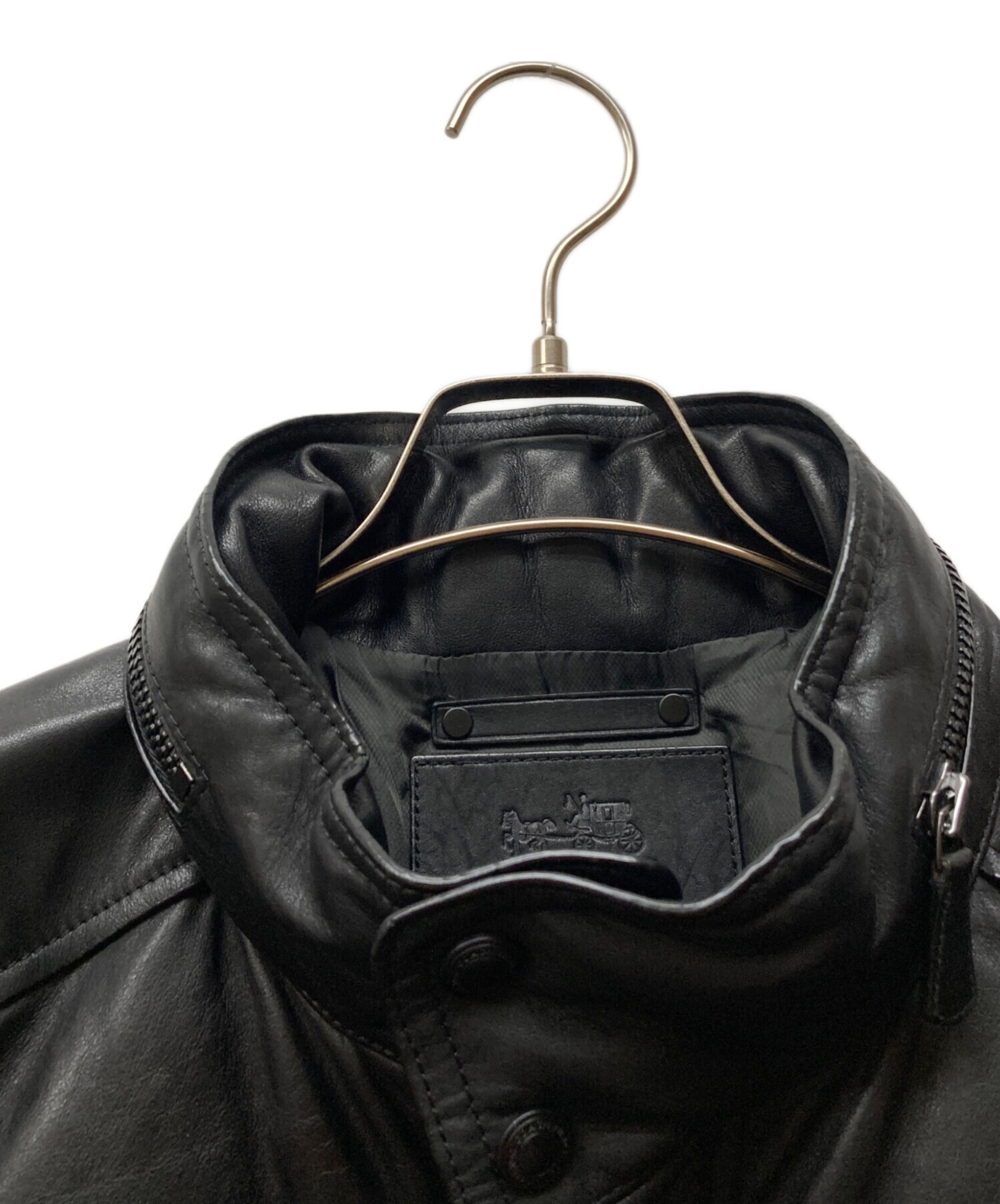 中古・古着通販】COACH (コーチ) レザーダウンジャケット ブラック