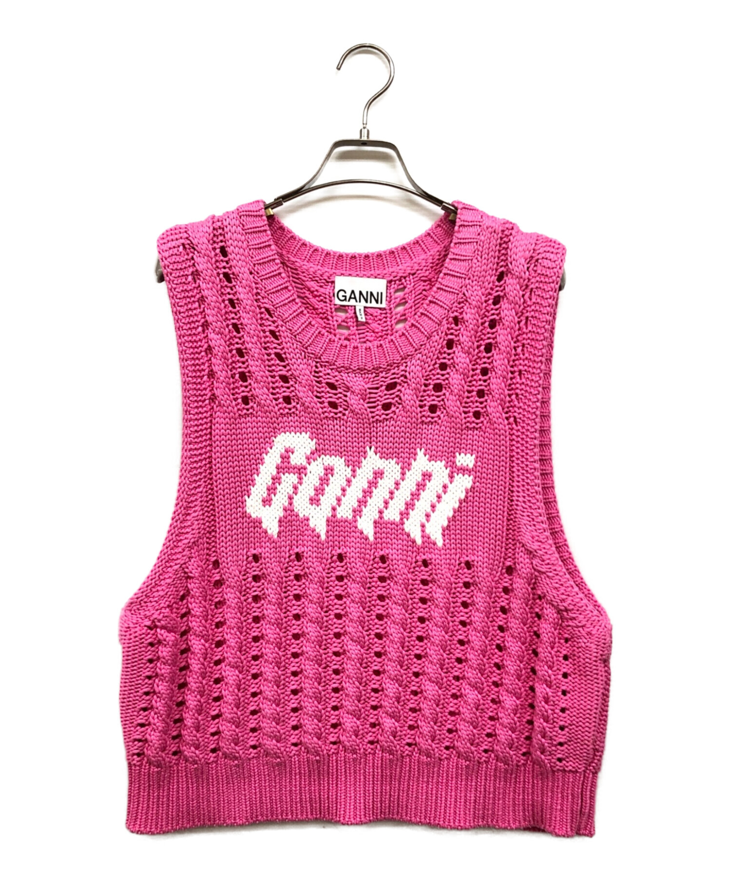 ganni ニットベスト 中古・古着通販】Ganni (ガニー) ニットベスト ピンク サイズ:XL