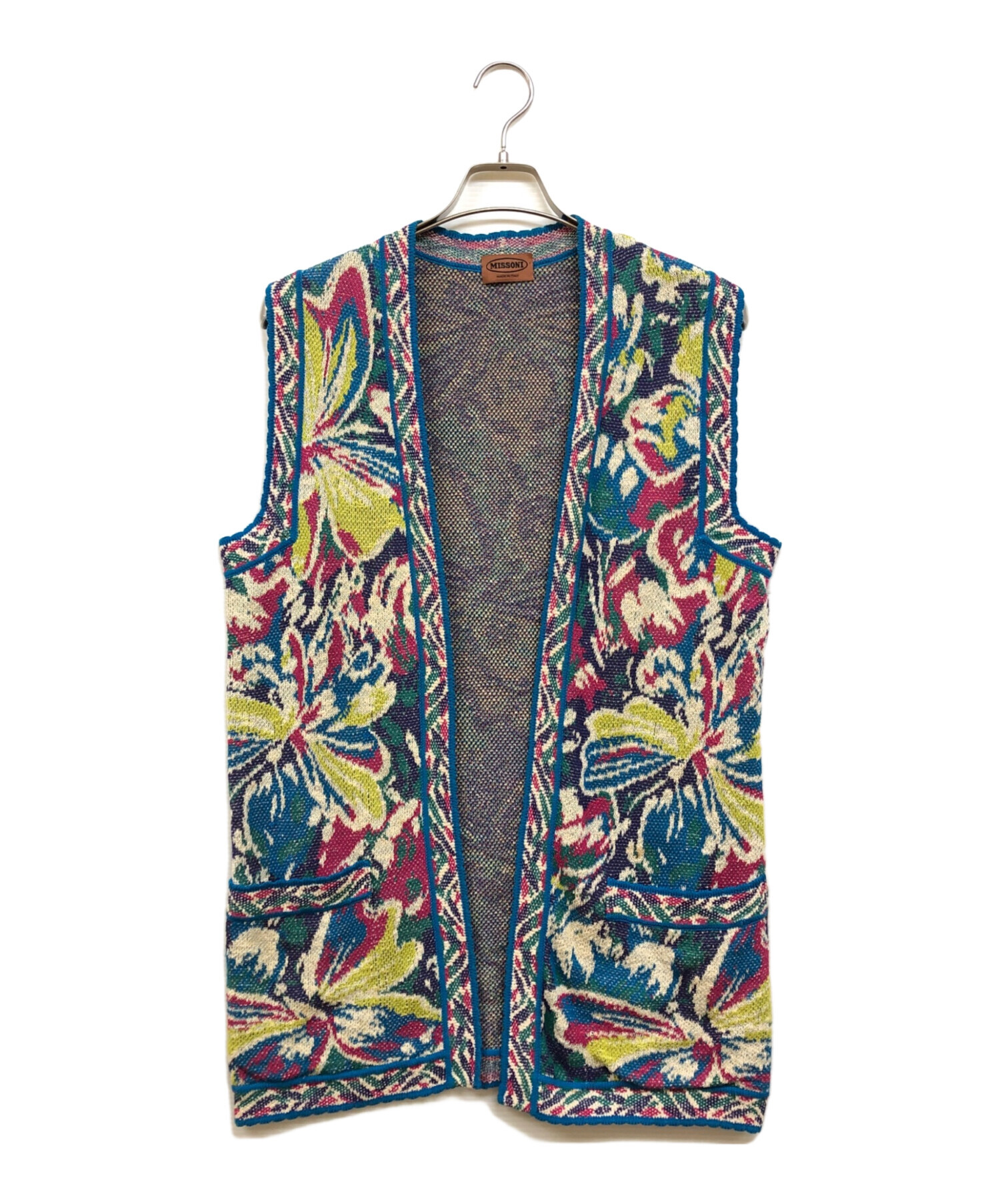 中古・古着通販】MISSONI (ミッソーニ) 総柄ニットベスト ブルー 