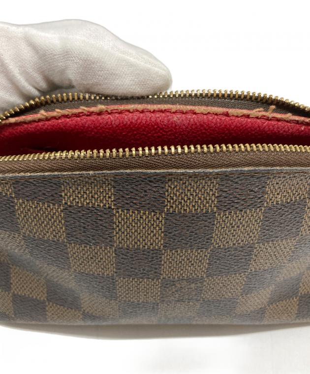 LOUIS VUITTON ダミエポーチ ブラウン/レッド　ノベルティー 中古・古着通販】LOUIS VUITTON (ルイ ヴィトン) ダミエ ポシェット