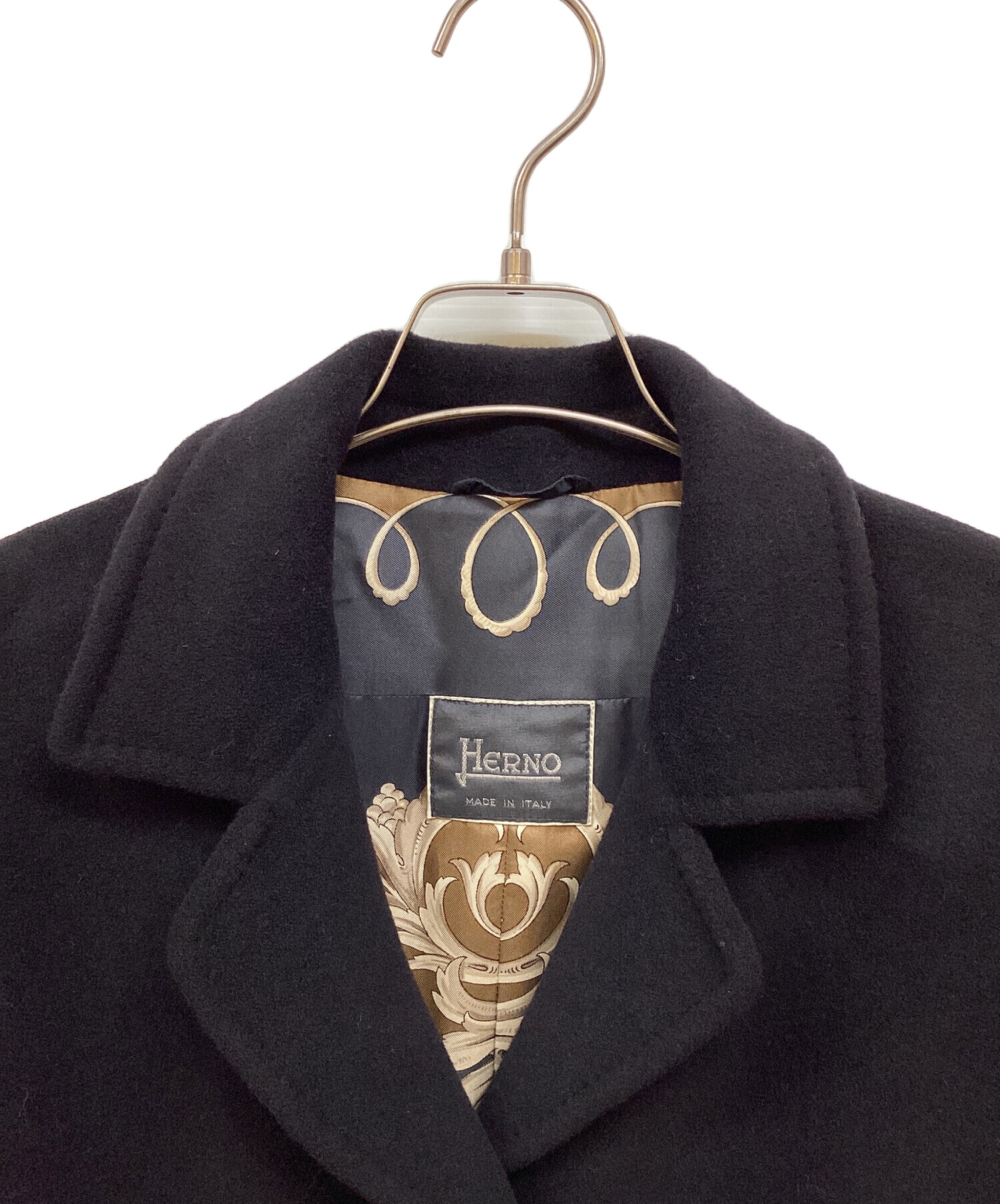 中古・古着通販】HERNO (ヘルノ) カシミヤ混コート ブラック サイズ