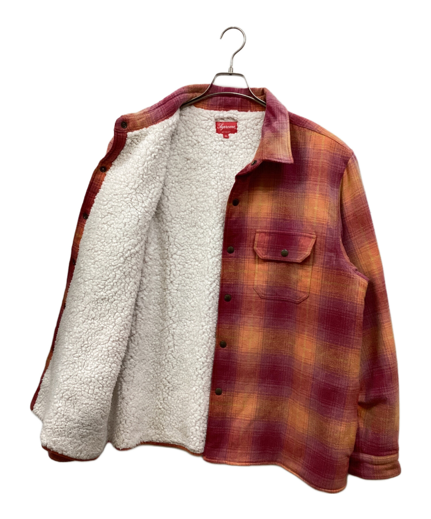 Supreme / 22aw/Shearling Lined Flannel Shirt/L/コットン/PNK// 中古・古着通販】SUPREME (シュプリーム) 22FW SHEARLING LINED