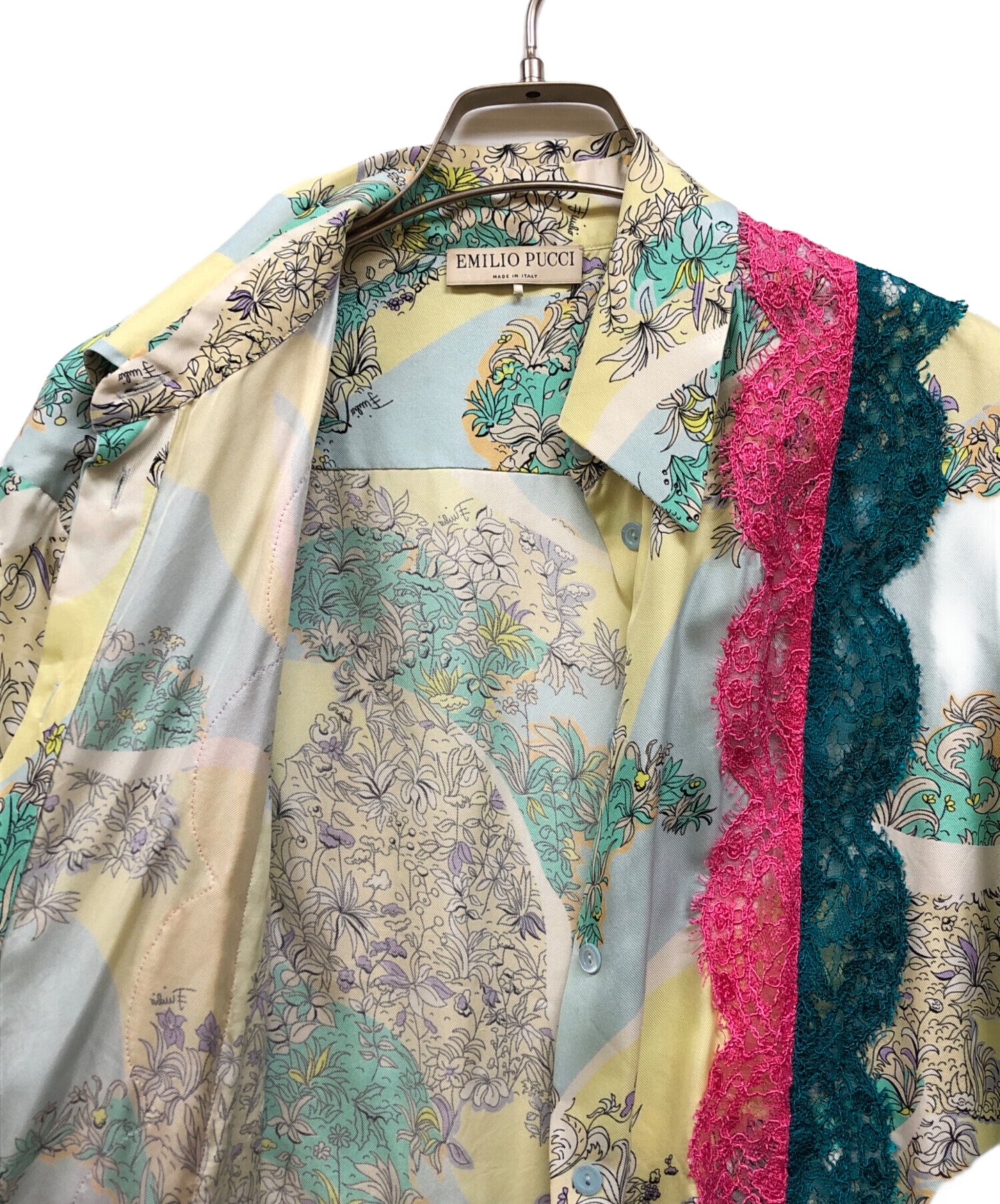 エミリオプッチ　ブラウス　シルク 中古・古着通販】Emilio Pucci (エミリオ プッチ) レーストリム 総柄