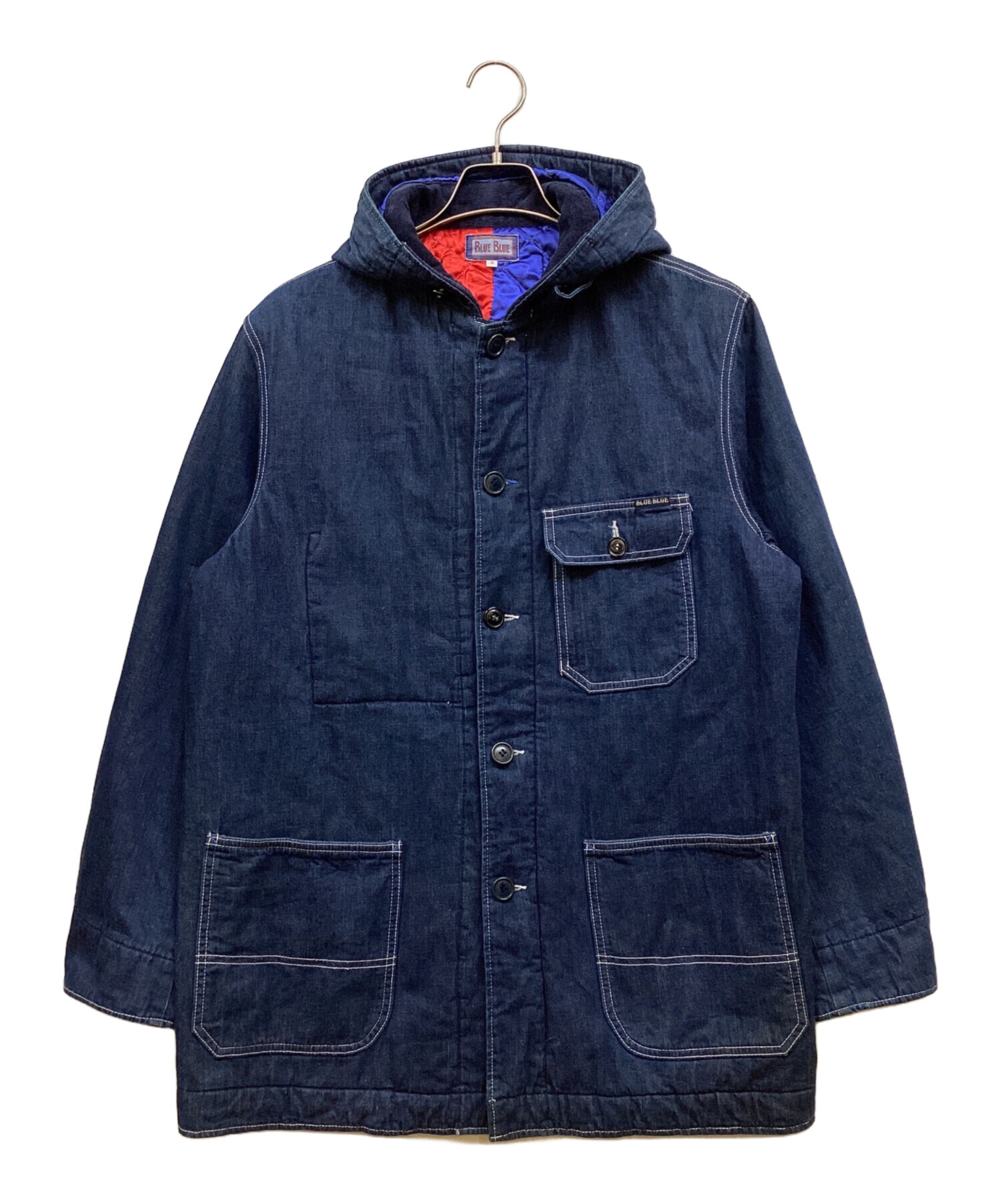 【BLUE BLUE】カバーオール パーカー フード インディゴ アウター 1 中古・古着通販】BLUE BLUE (ブルーブルー) キルティングフーテッド