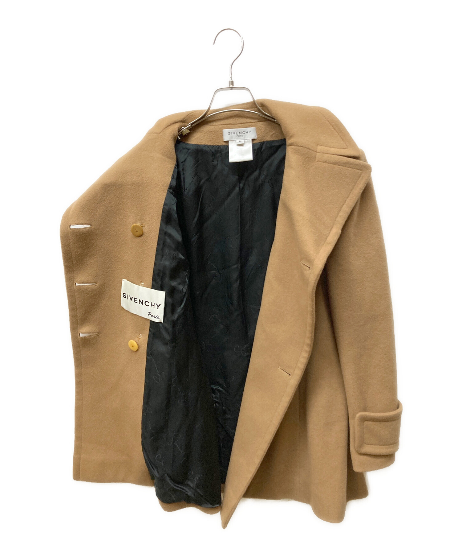 美品★GIVENCHY ジバンシィ キャメルステンカラーコート ベージュ系 46 中古・古着通販】GIVENCHY (ジバンシィ) ウールカシミヤ Pコート