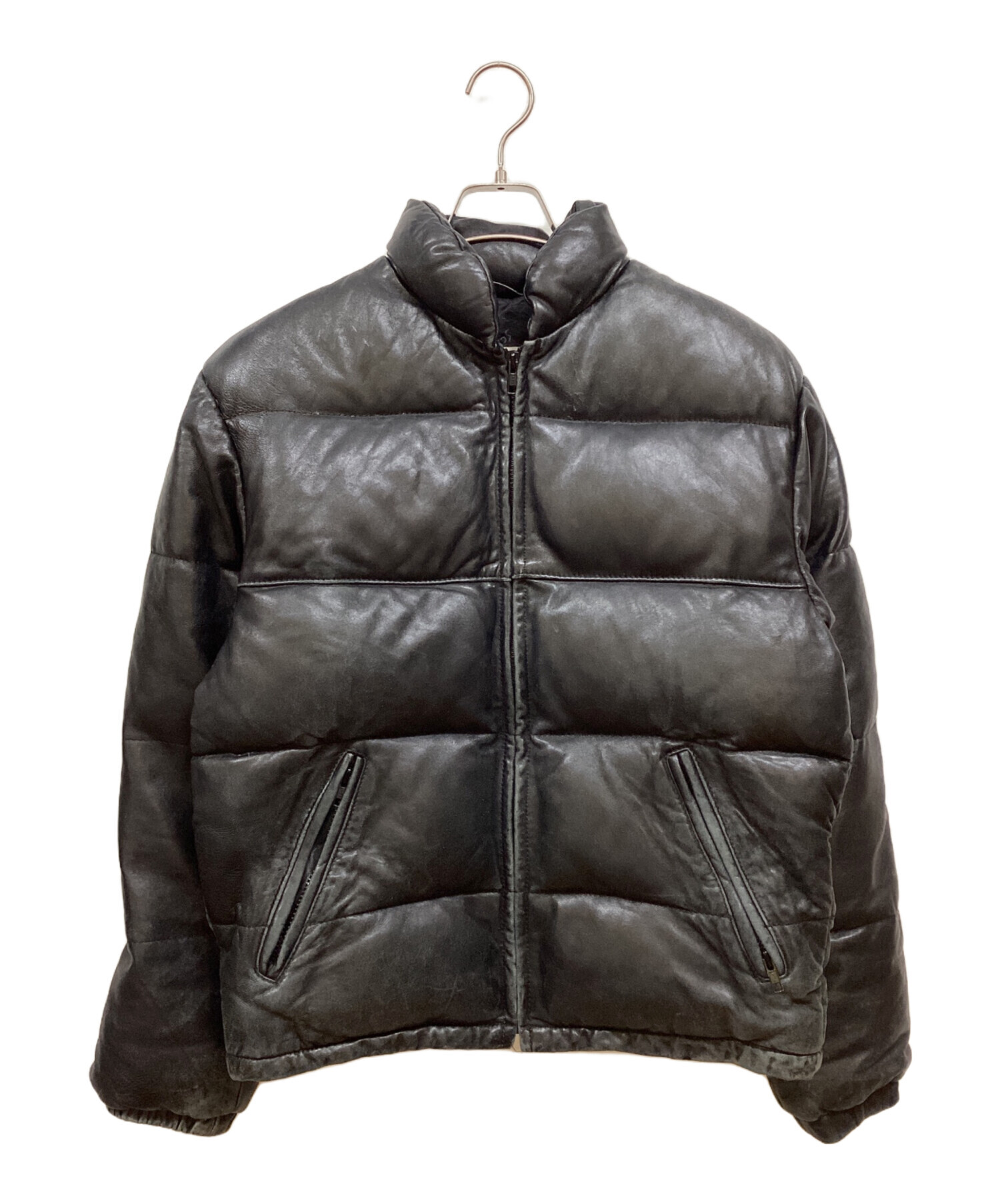 中古・古着通販】Schott (ショット) レザーダウンジャケット ブラック 