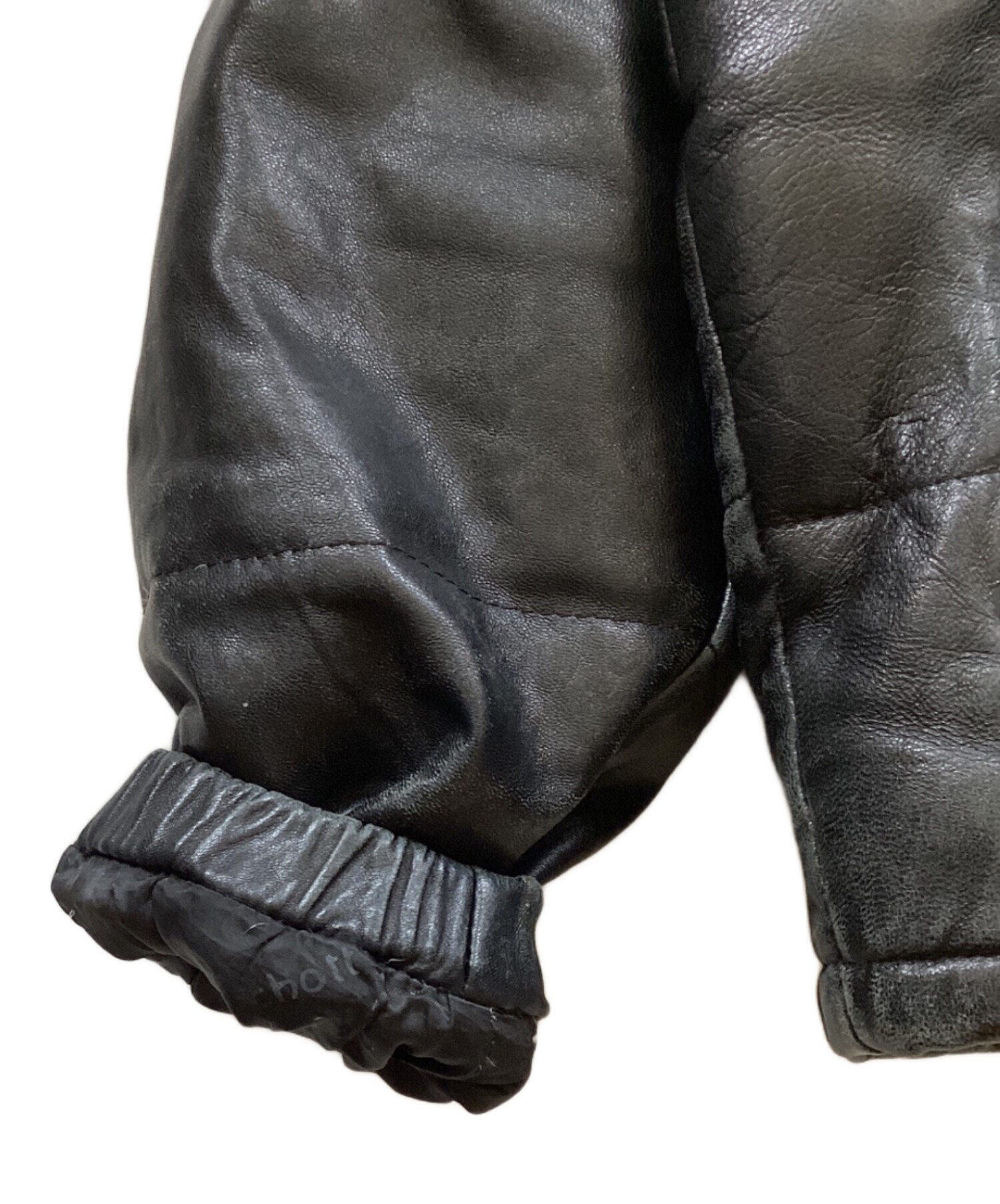 中古・古着通販】Schott (ショット) レザーダウンジャケット ブラック 
