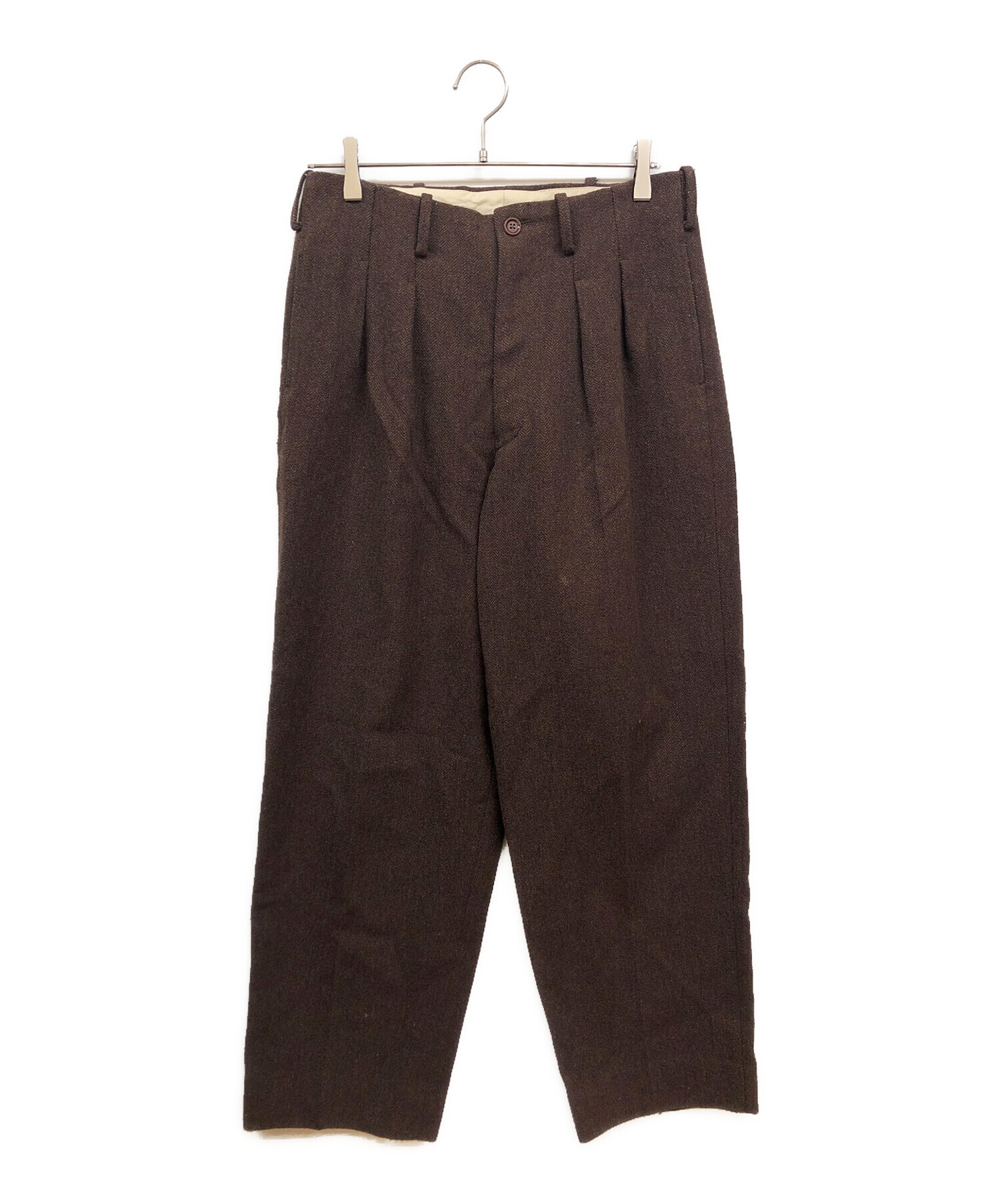 中古・古着通販】Gorsch (ゴーシュ) HERRINGBONE TWO TUCK TROUSERS