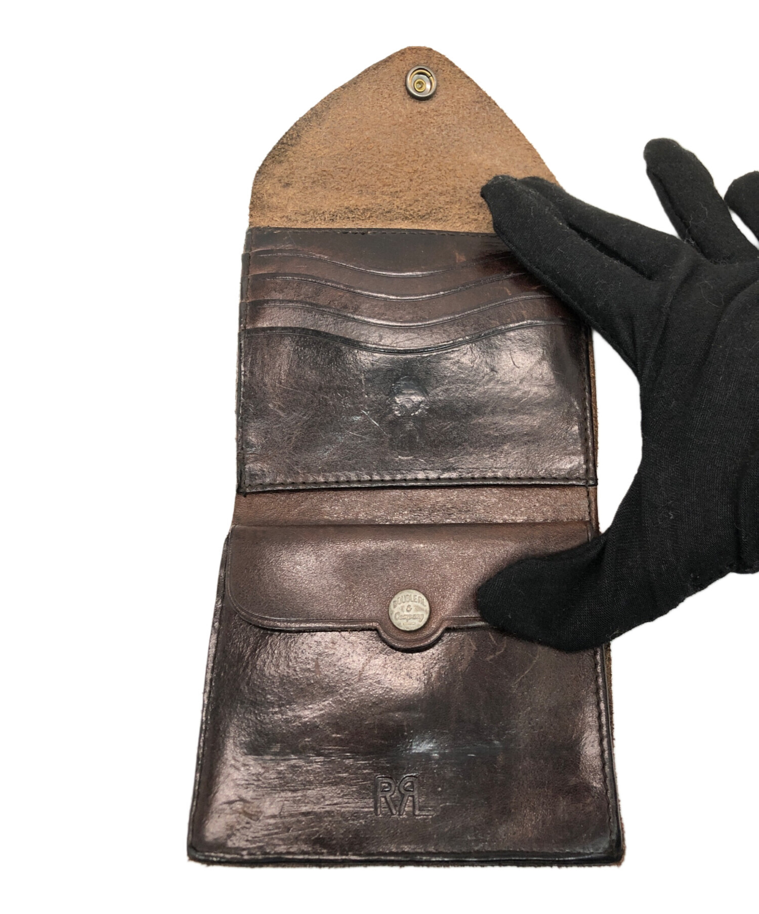 RRL コンチョ付き財布　中古美品 美品】 RRL チェーン レザー コンチョウォレット 財布 ラルフローレン