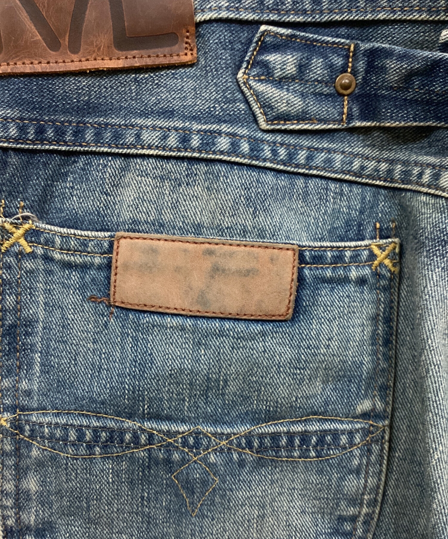 RRL 最高のダメージ加工 RRL ダブルアール シンチバック デニムパンツ 