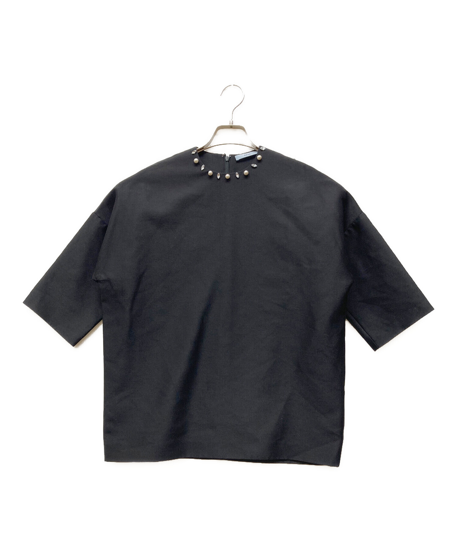 中古・古着通販】REYC (リック) ビジューブラウス ブラック サイズ:34 
