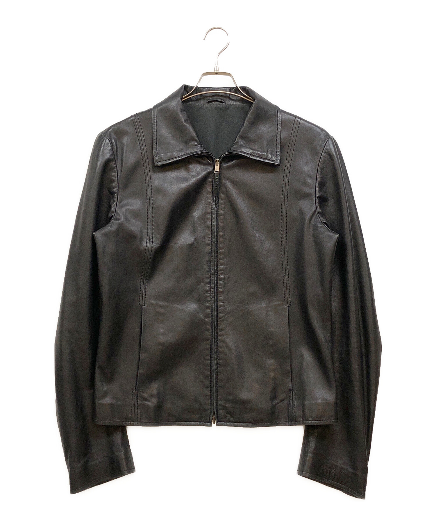 中古・古着通販】GUCCI (グッチ) カウレザージャケット ブラック