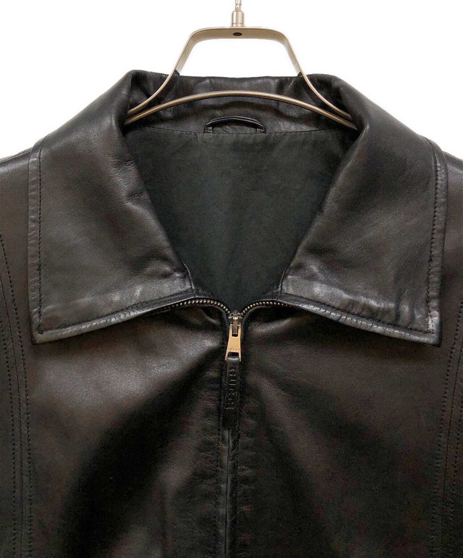 中古・古着通販】GUCCI (グッチ) カウレザージャケット ブラック