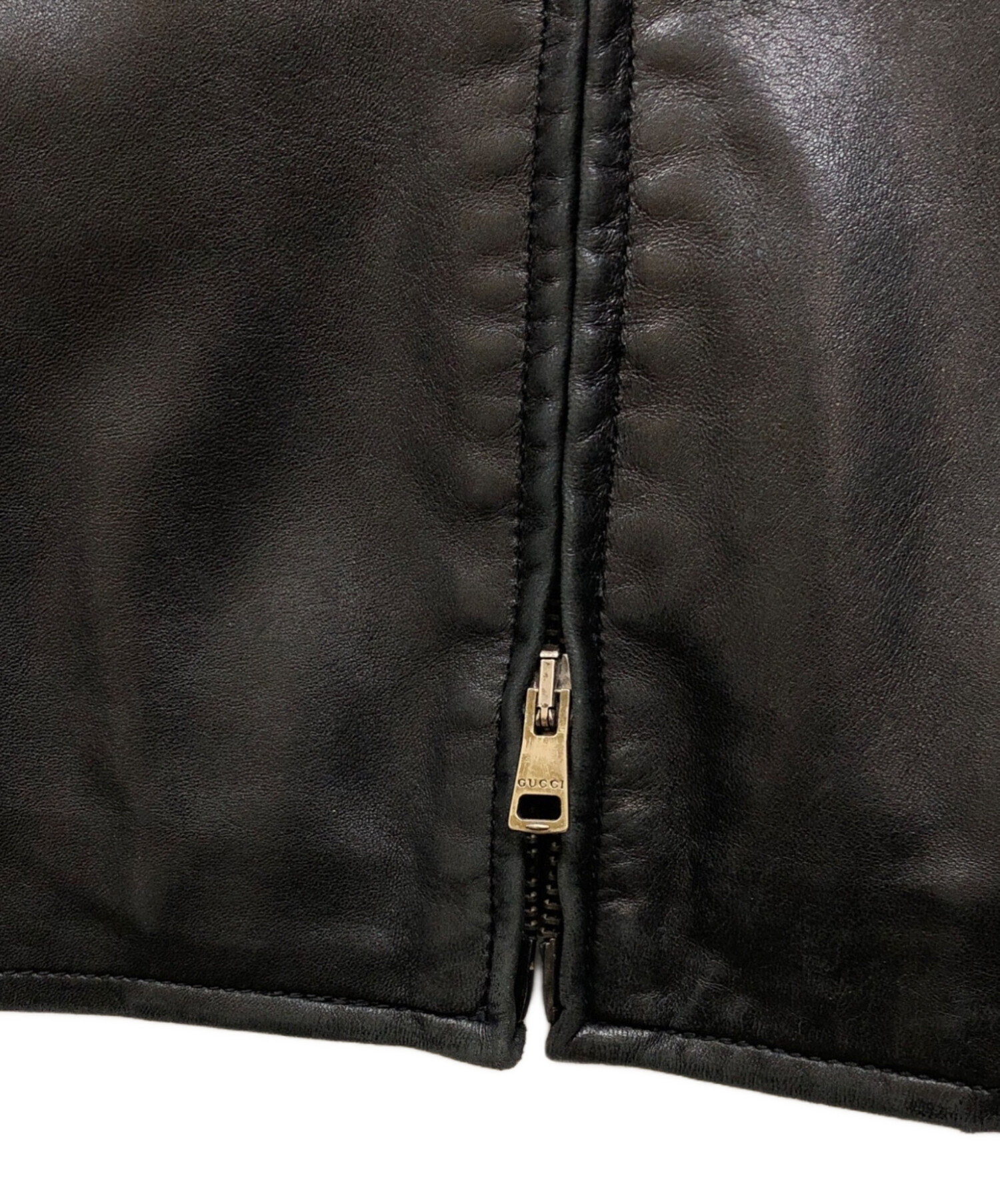 グッチ GUCCI レザージャケット レザーブルゾン 48 中古・古着通販】GUCCI (グッチ) HOLLYWOOD レザーブルゾン ブラック