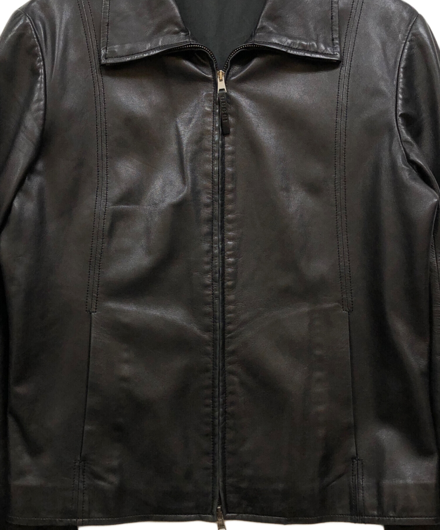 中古・古着通販】GUCCI (グッチ) カウレザージャケット ブラック