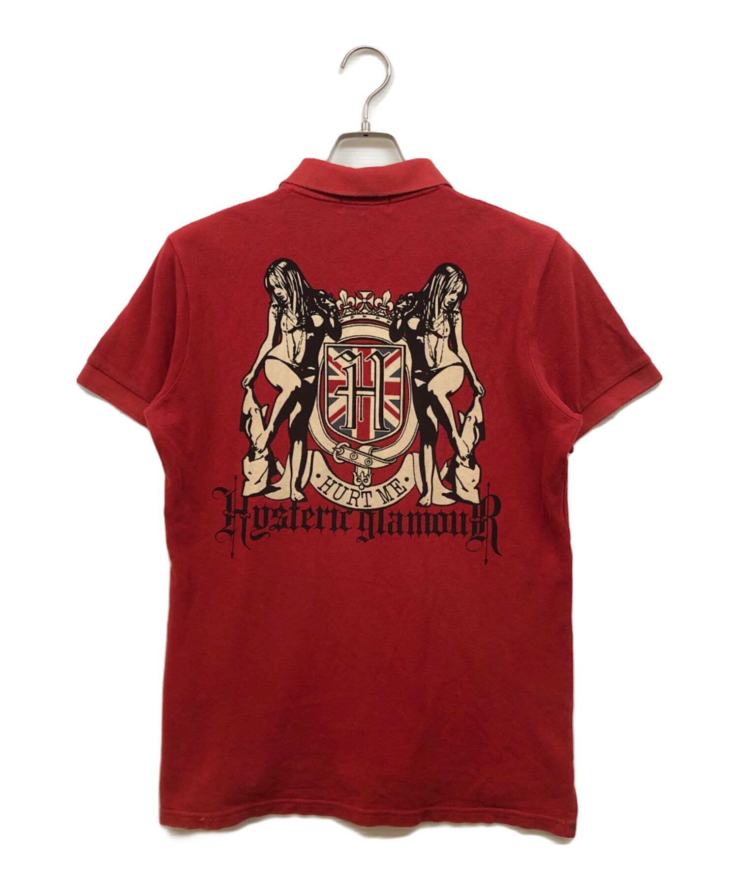 Hysteric Glamour ヒスガール ポロシャツ　プリントSサイズ 古着 両面ヒスガール】ヒステリックグラマー ポロシャツ バックプリント 黒