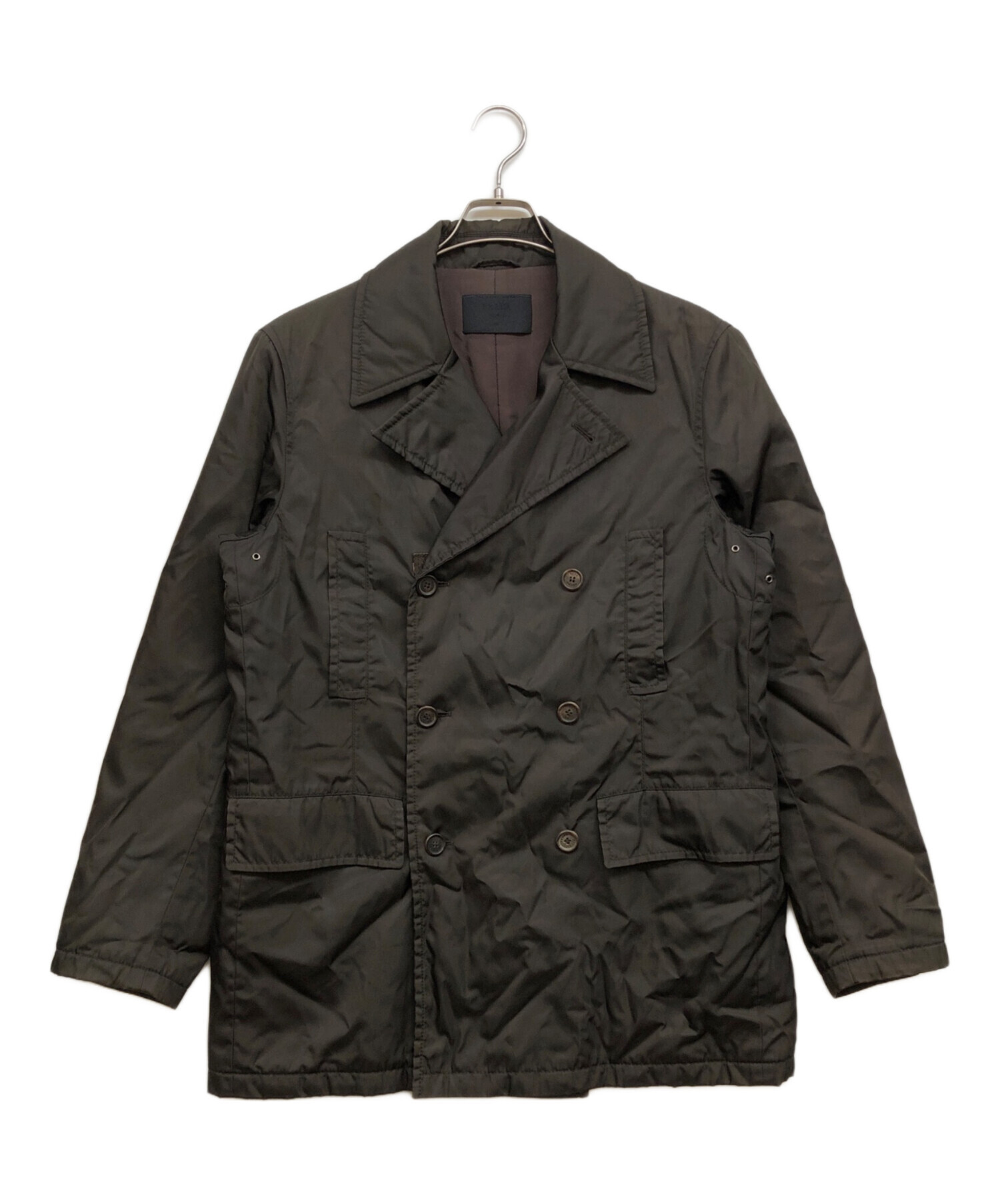 PRADA Pコート　M-Lサイズ　ナイロン　コート　プラダ 中古・古着通販】PRADA (プラダ) ナイロンPコート カーキ サイズ:M