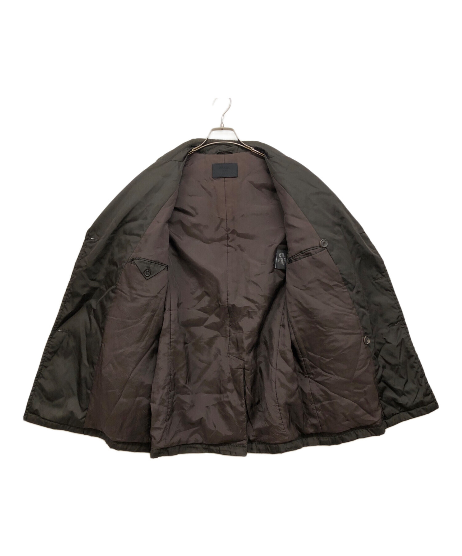 中古・古着通販】PRADA (プラダ) ナイロンPコート カーキ サイズ:M