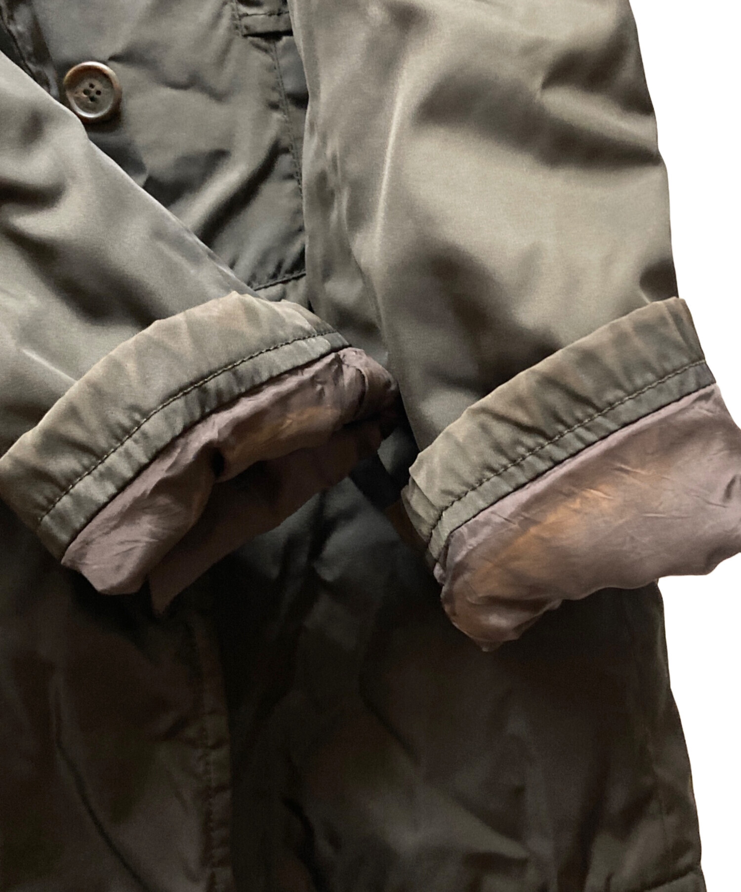 中古・古着通販】PRADA (プラダ) ナイロンPコート カーキ サイズ:M