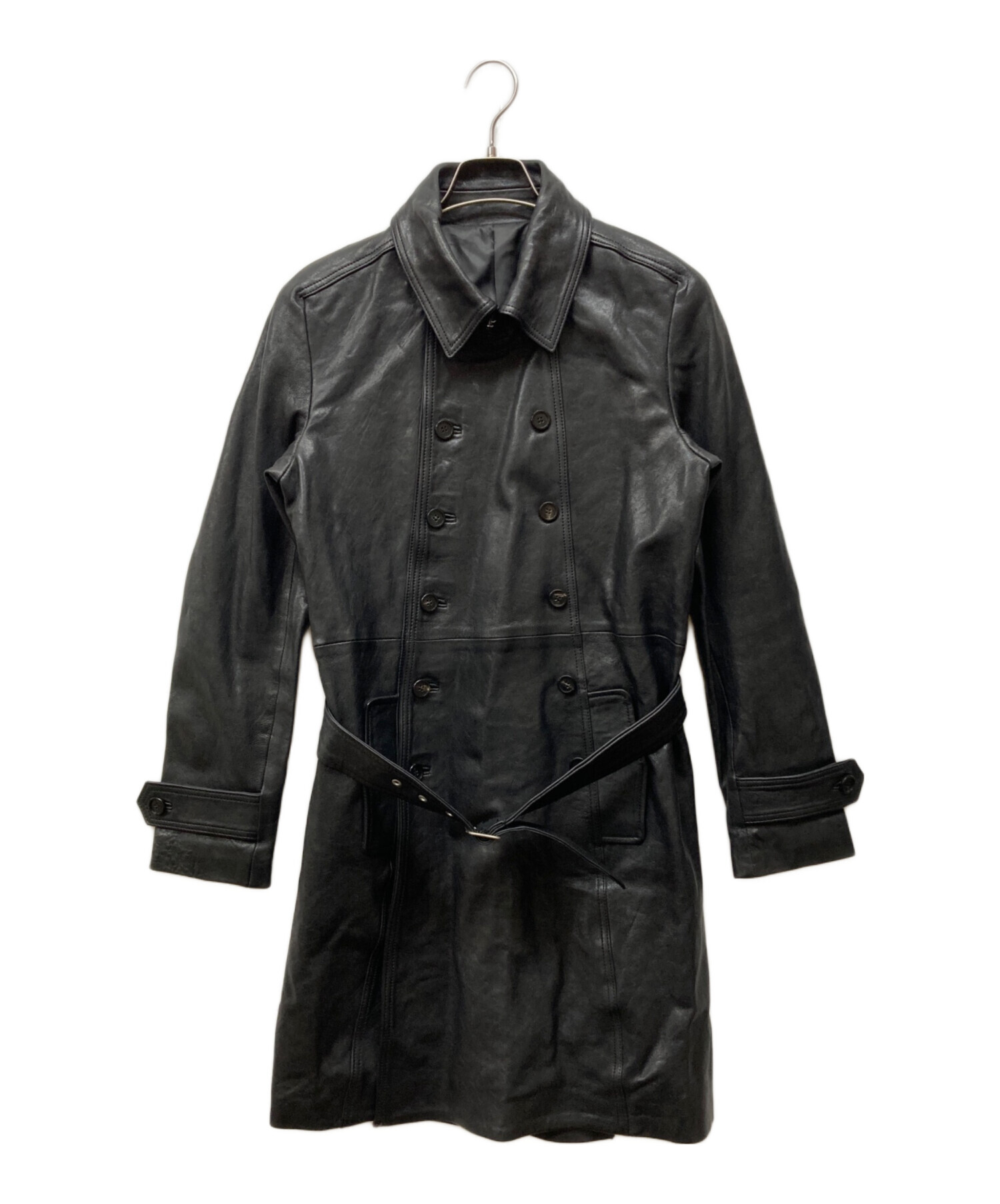 中古・古着通販】NO ID. (ノーアイディー) ラムレザーWブレストコート