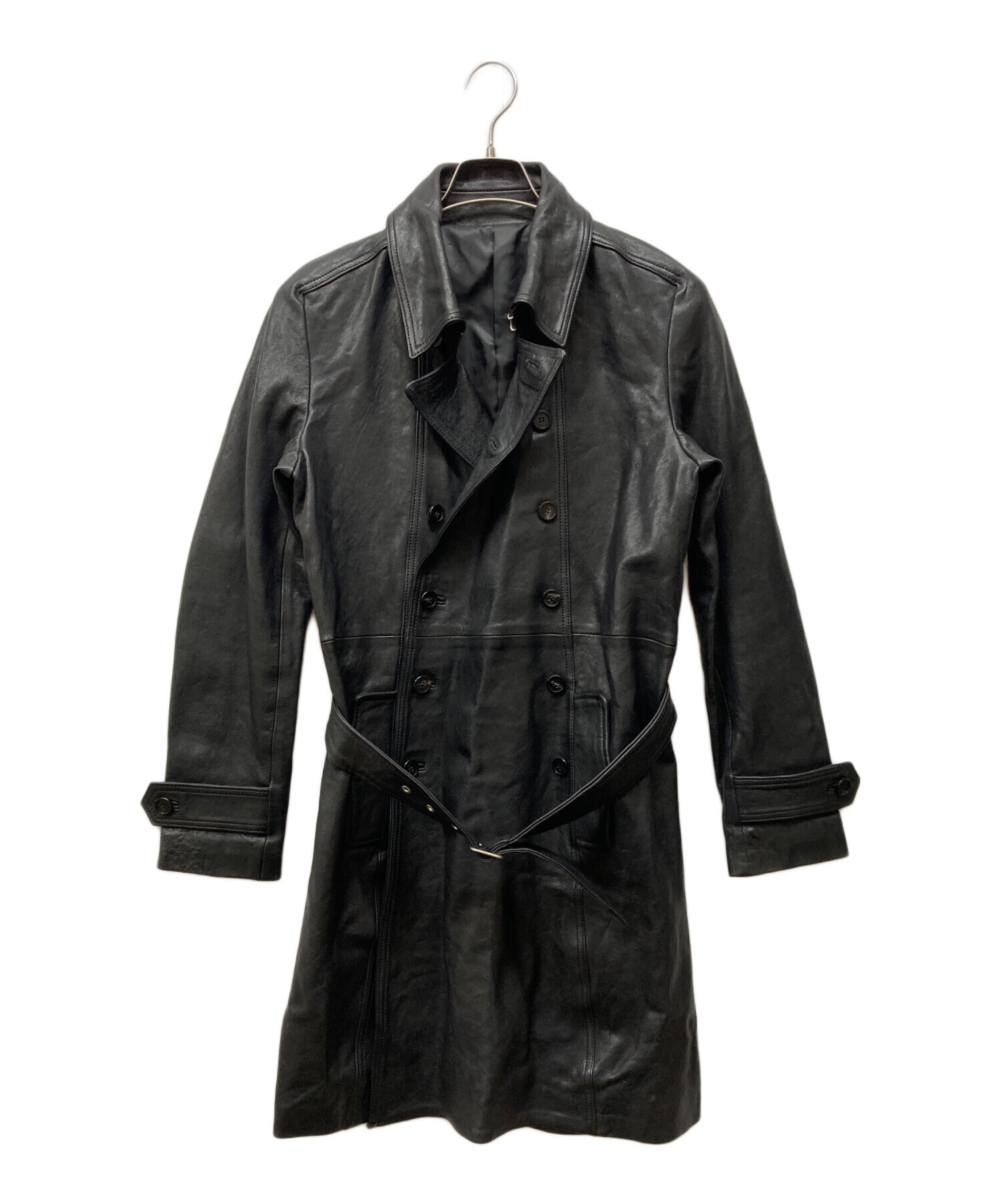 中古・古着通販】NO ID. (ノーアイディー) ラムレザーWブレストコート