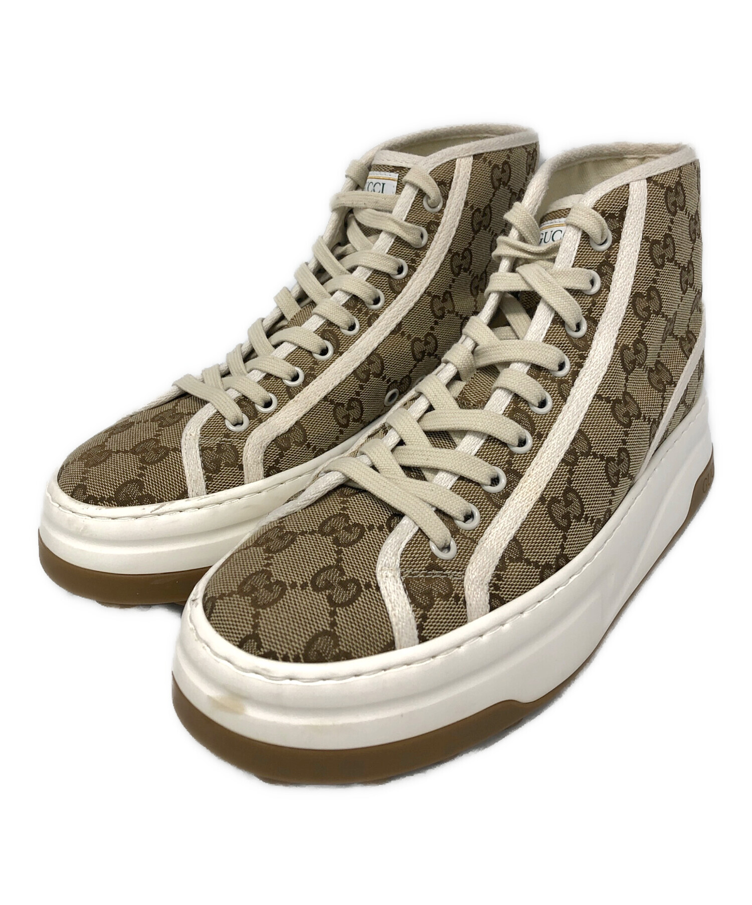 未使用 グッチ GUCCI GG キャンバス エスパドリュ スニーカー 中古・古着通販】GUCCI (グッチ) GGキャンバスハイカットスニーカー