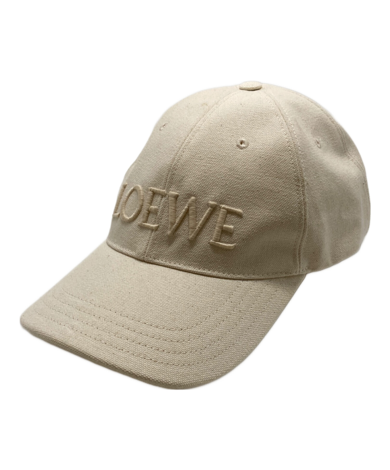 LOEWE アイボリー ロゴキャップ Cap in canvas White - LOEWE USA