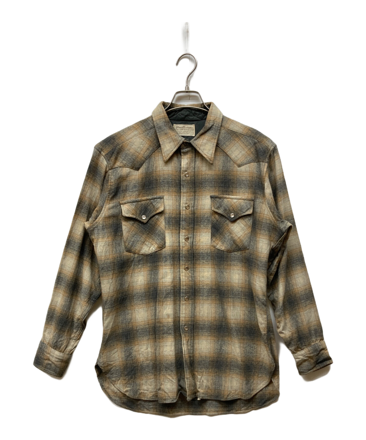 PENDLETON 【オンブレチェック、スナップ、ハーフボタン】スウェットL