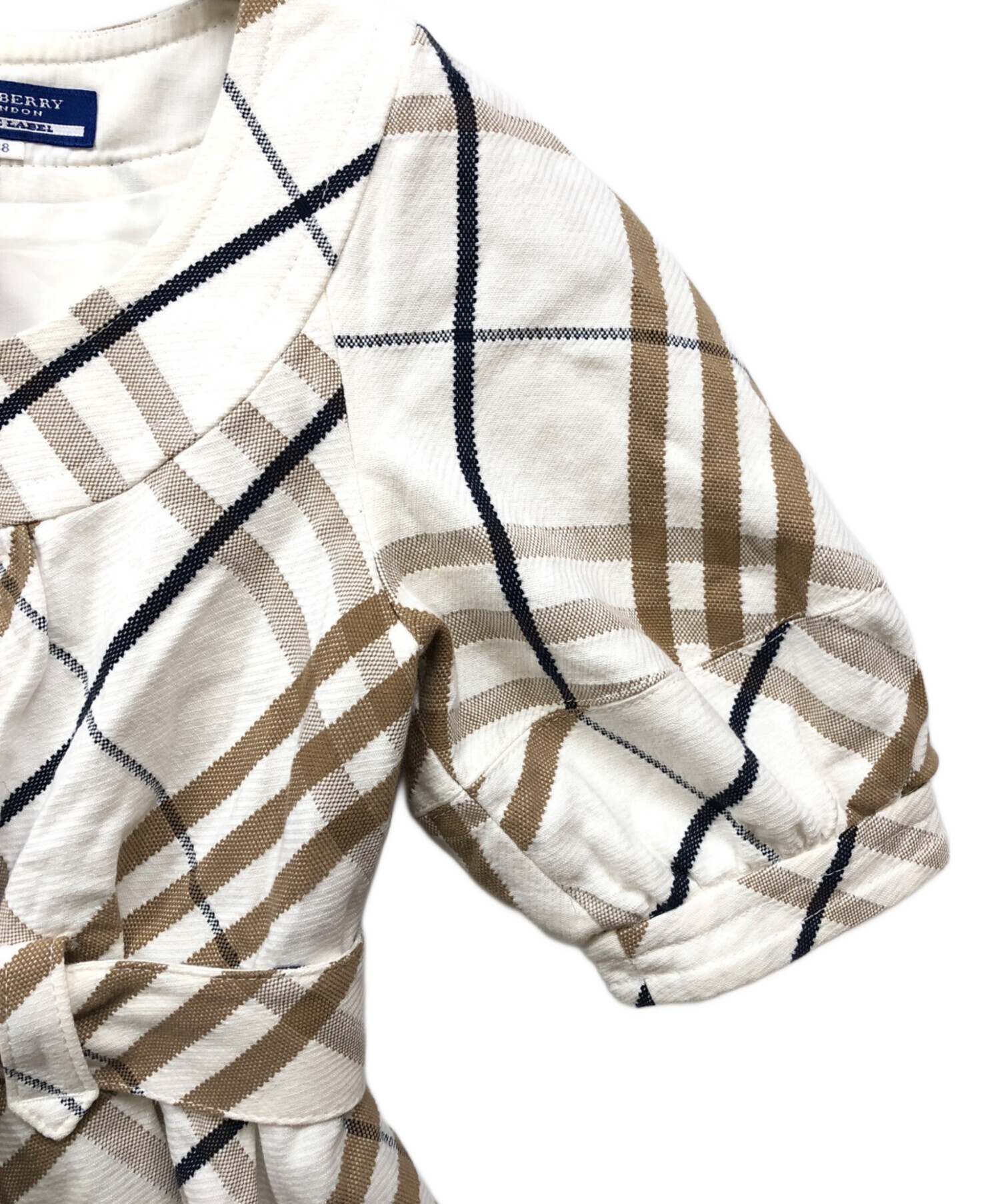 【るみこ様】バーバリーブルーレーベル ワンピース ノバチェック ベルト ベージュ BURBERRY BLUE LABEL - 美品 バーバリー ノバチェック ワンピース ロゴ