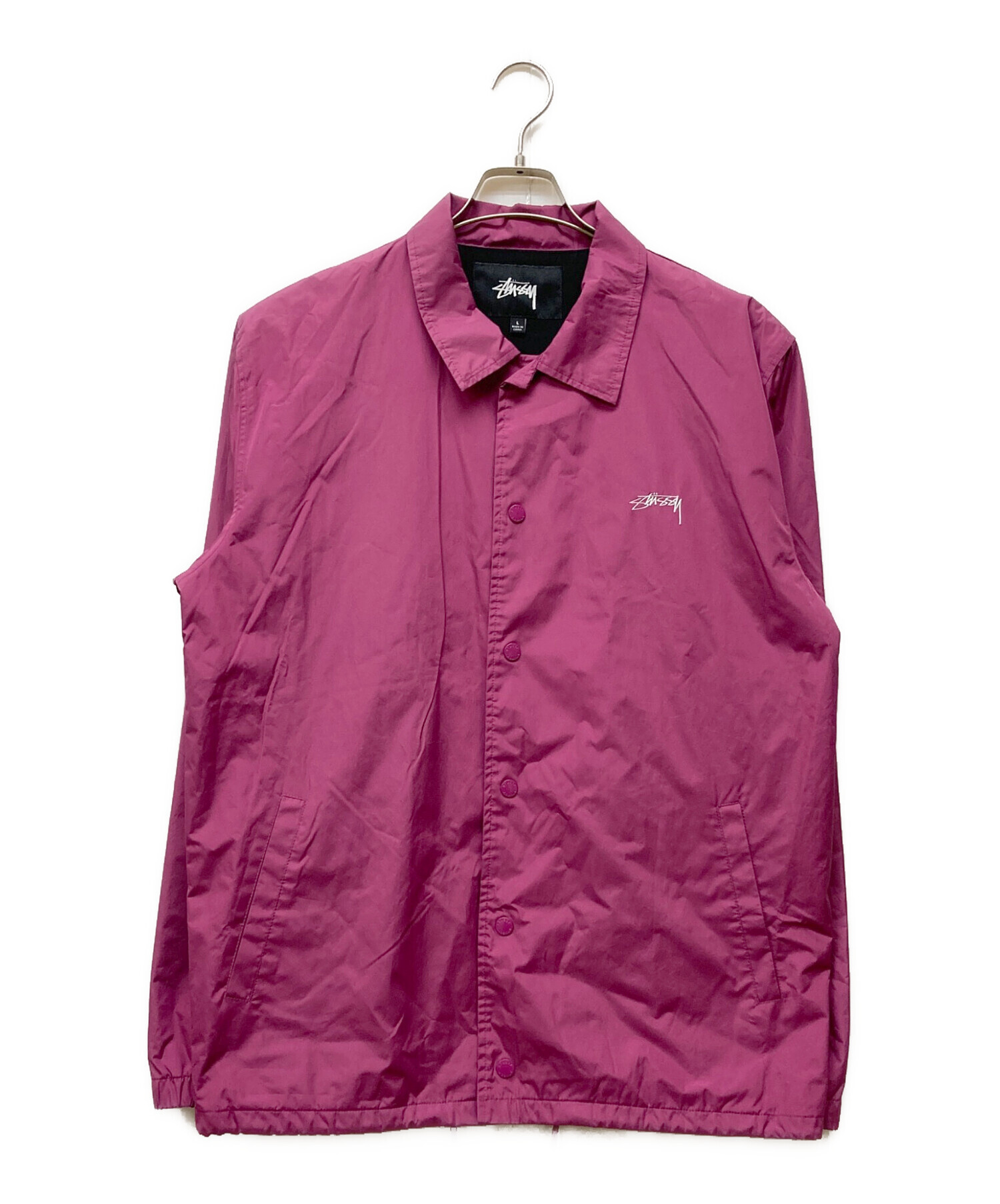 美品 STUSSY コーチジャケット ピンク L 中古・古着通販】stussy (ステューシー) コーチジャケット ピンク