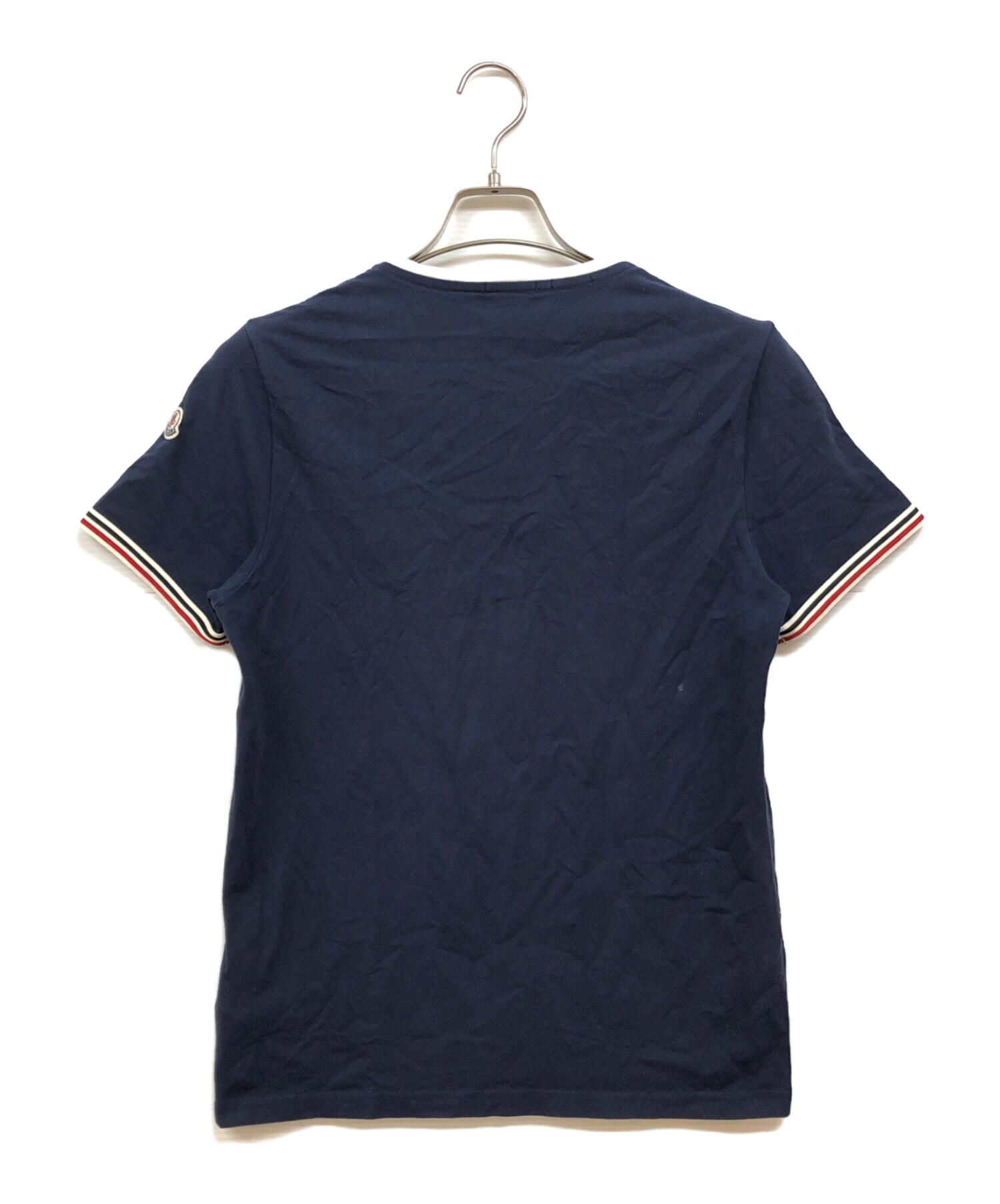 美品 MONCLER モンクレール MAGLIA GIRLOCOLLO レースハーフスリーブ Vネック カットソー サイズS ネイビー レディース 古着 中古 USED 中古・古着通販】MONCLER (モンクレール) MAGLIA GIRPCOLLO ボーダー