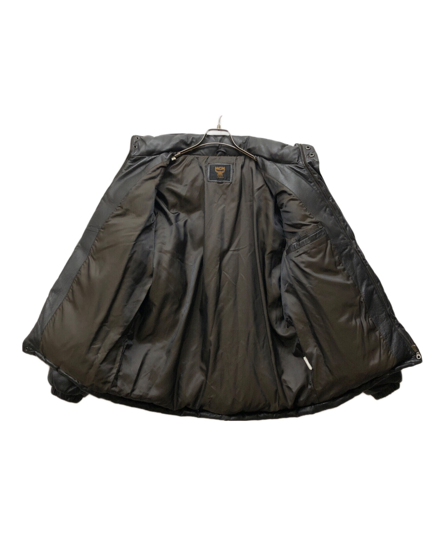 ＭＣＭ レザージャケット 中綿 ダウン ブラウン L 中古・古着通販】MCM (エムシーエム) レザーダウンジャケット ブラウン