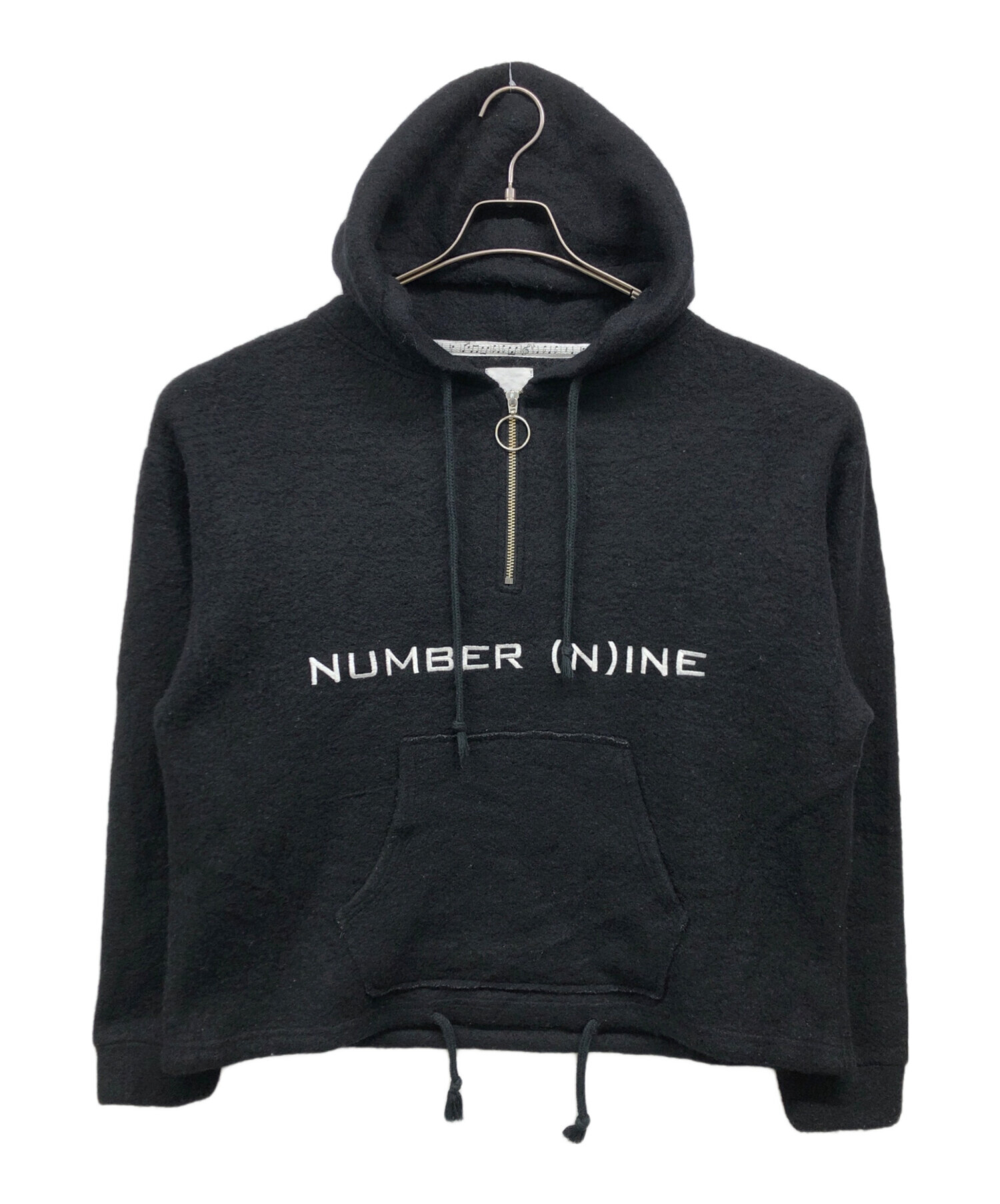 NUMBER (N)INE ナンバーナイン　パーカー ブラック サイズ3 中古・古着通販】NUMBER (N)INE (ナンバーナイン) ハーフジップ