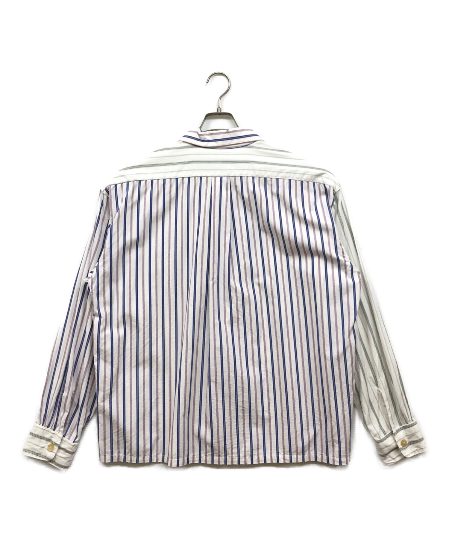 AiE エイアイイー カジュアルシャツ L 白x赤x水色(ストライプ) 【古着】【中古】 中古・古着通販】AiE (エーアイイー) ストライプシャツ アイボリー