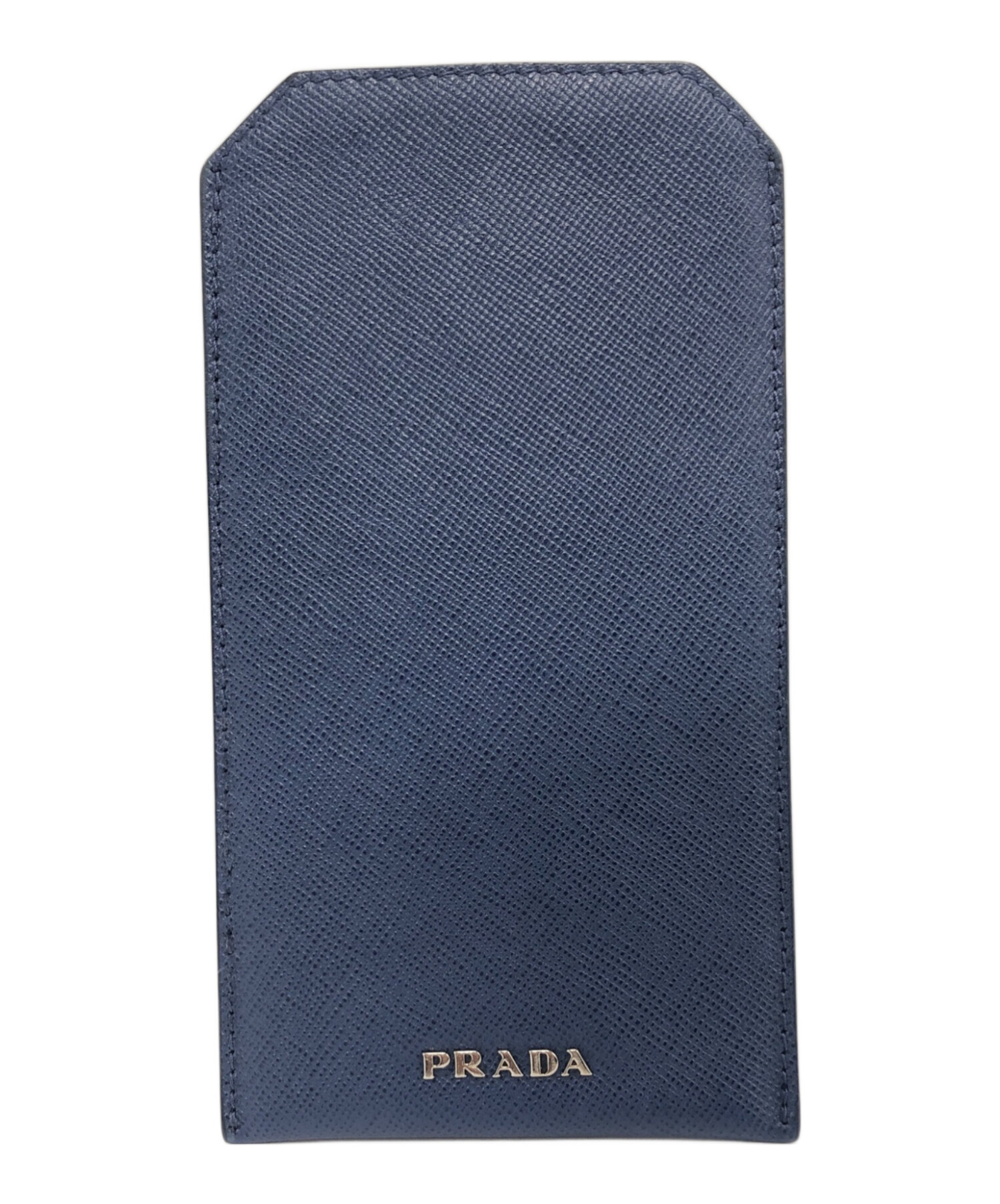 【状態綺麗】PRADA サフィアーノレザー　ネイビー　名刺入れ 中古・古着通販】PRADA (プラダ) サフィアーノレザーカードケース
