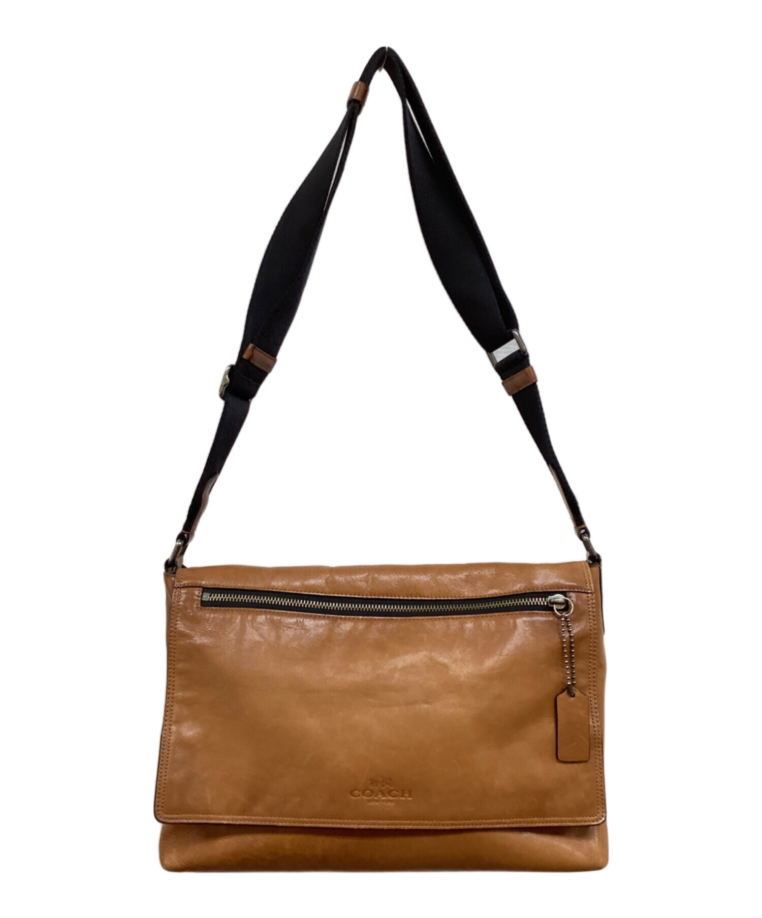 中古・古着通販】COACH (コーチ) レザーメッセンジャーバッグ ブラウン