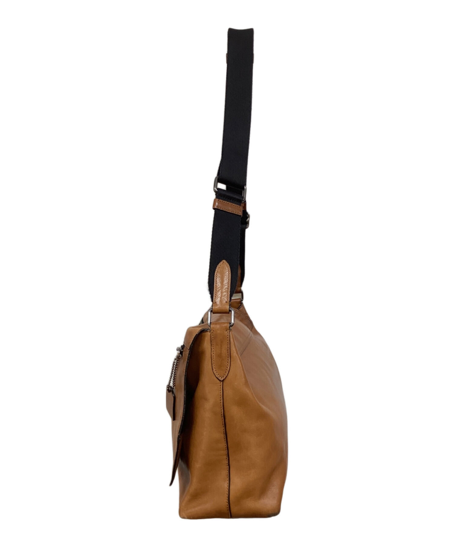 中古・古着通販】COACH (コーチ) レザーメッセンジャーバッグ ブラウン