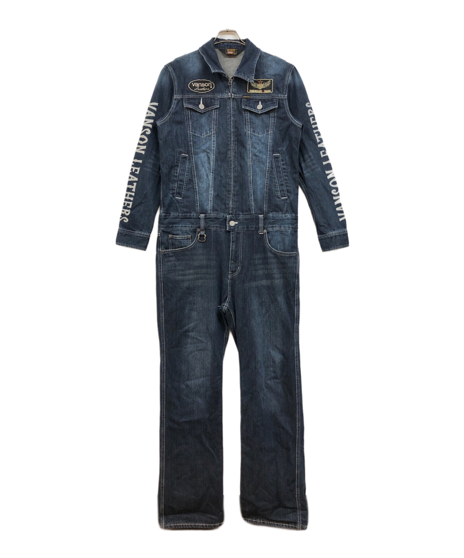 中古・古着通販】VANSON (バンソン) デニムワッペンつなぎ ブルー