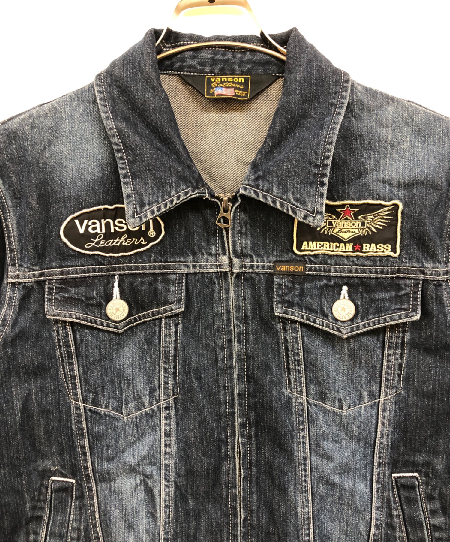 中古・古着通販】VANSON (バンソン) デニムワッペンつなぎ ブルー