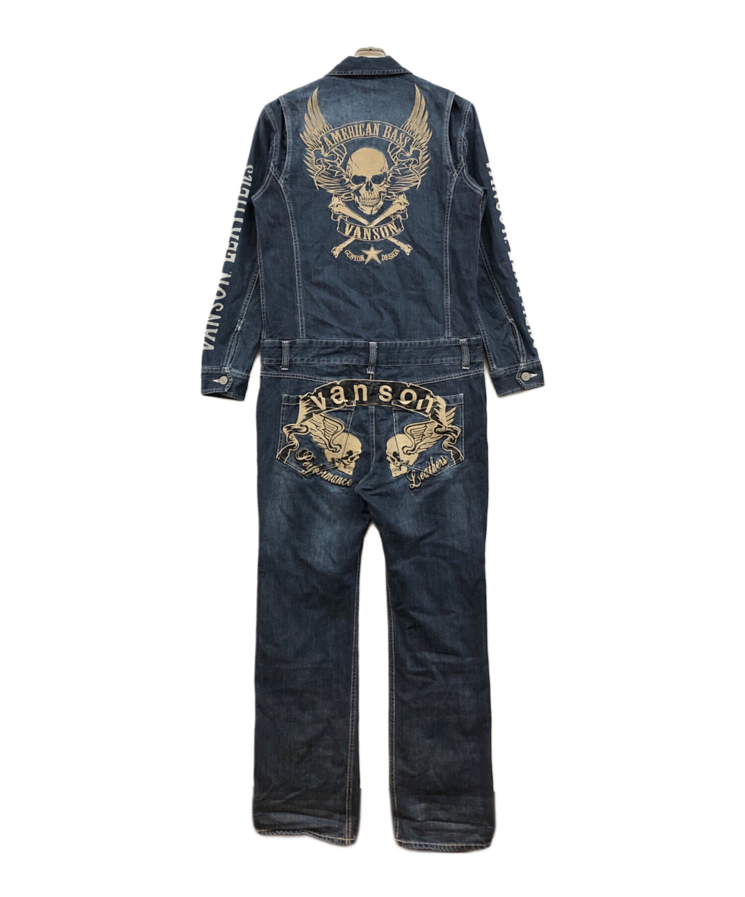 中古・古着通販】VANSON (バンソン) デニムワッペンつなぎ ブルー