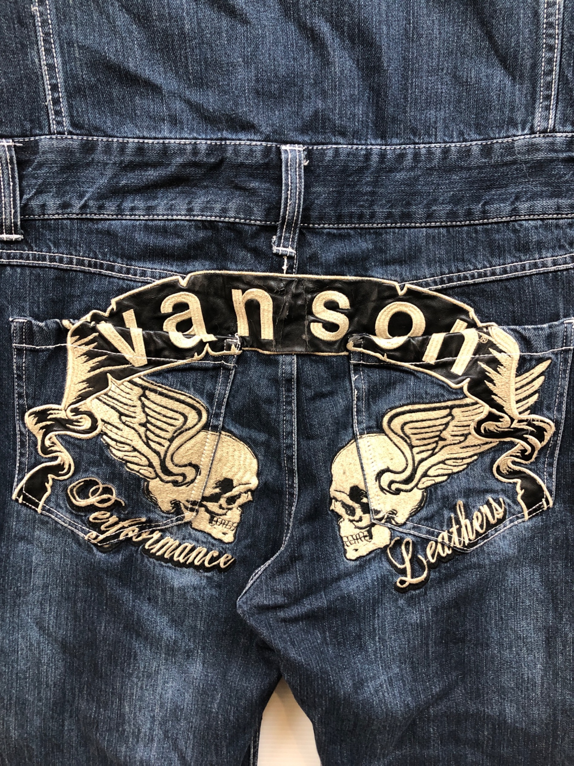 中古・古着通販】VANSON (バンソン) デニムワッペンつなぎ ブルー
