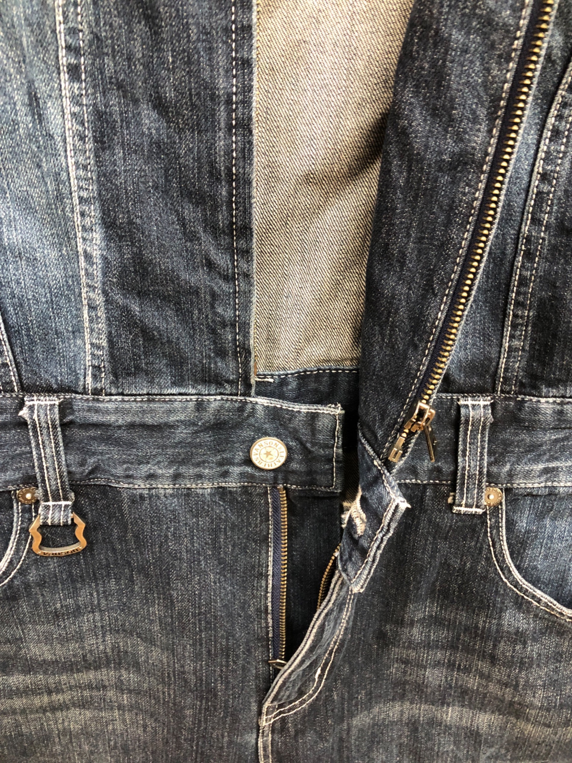中古・古着通販】VANSON (バンソン) デニムワッペンつなぎ ブルー