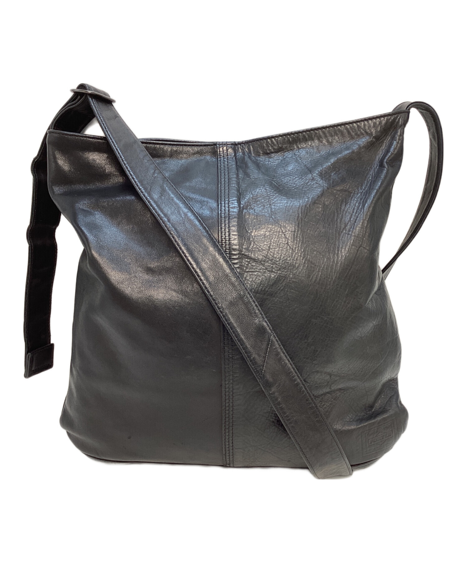 中古・古着通販】PORTER (ポーター) レザーショルダーバッグ ブラック