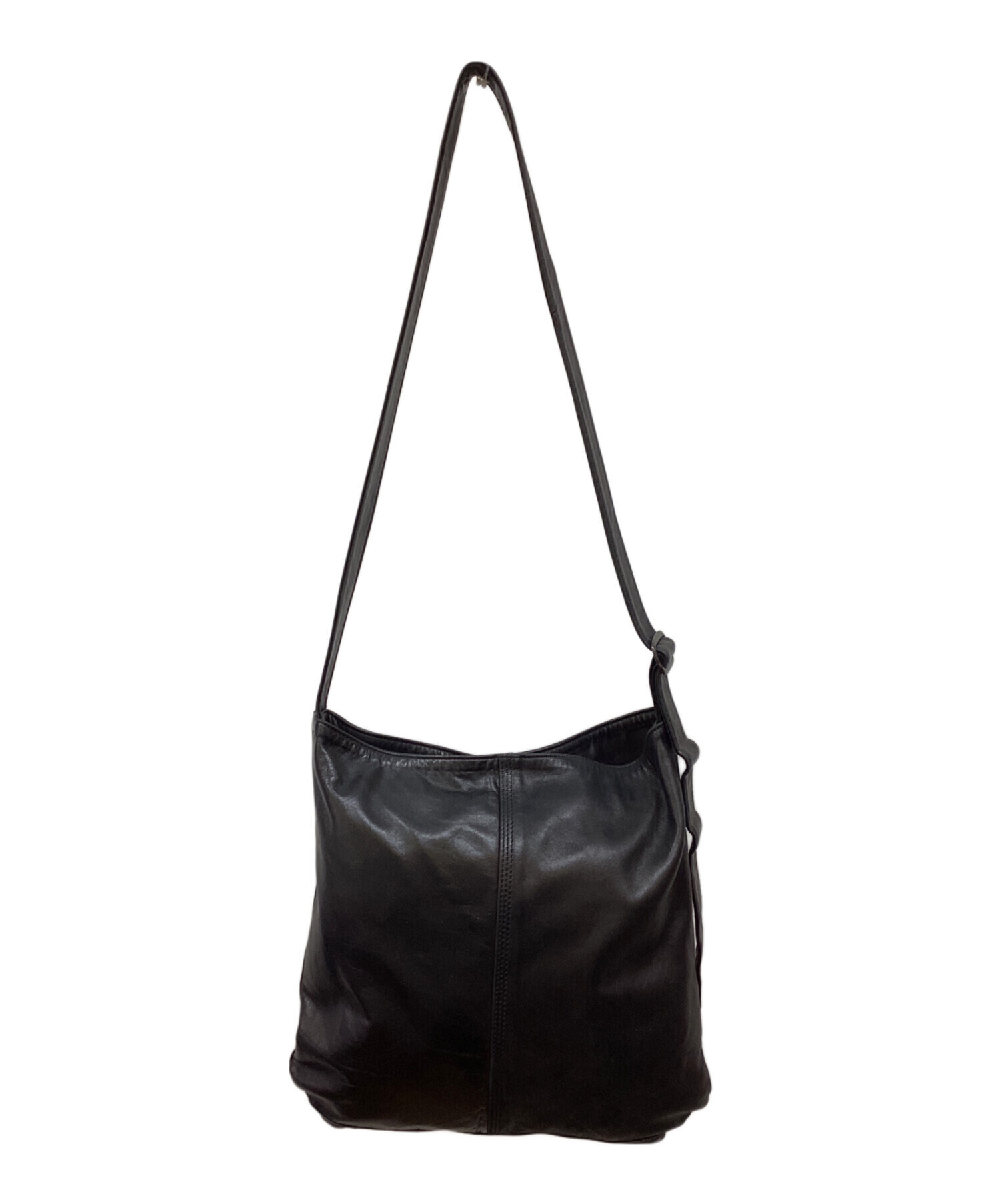 中古・古着通販】PORTER (ポーター) レザーショルダーバッグ ブラック 