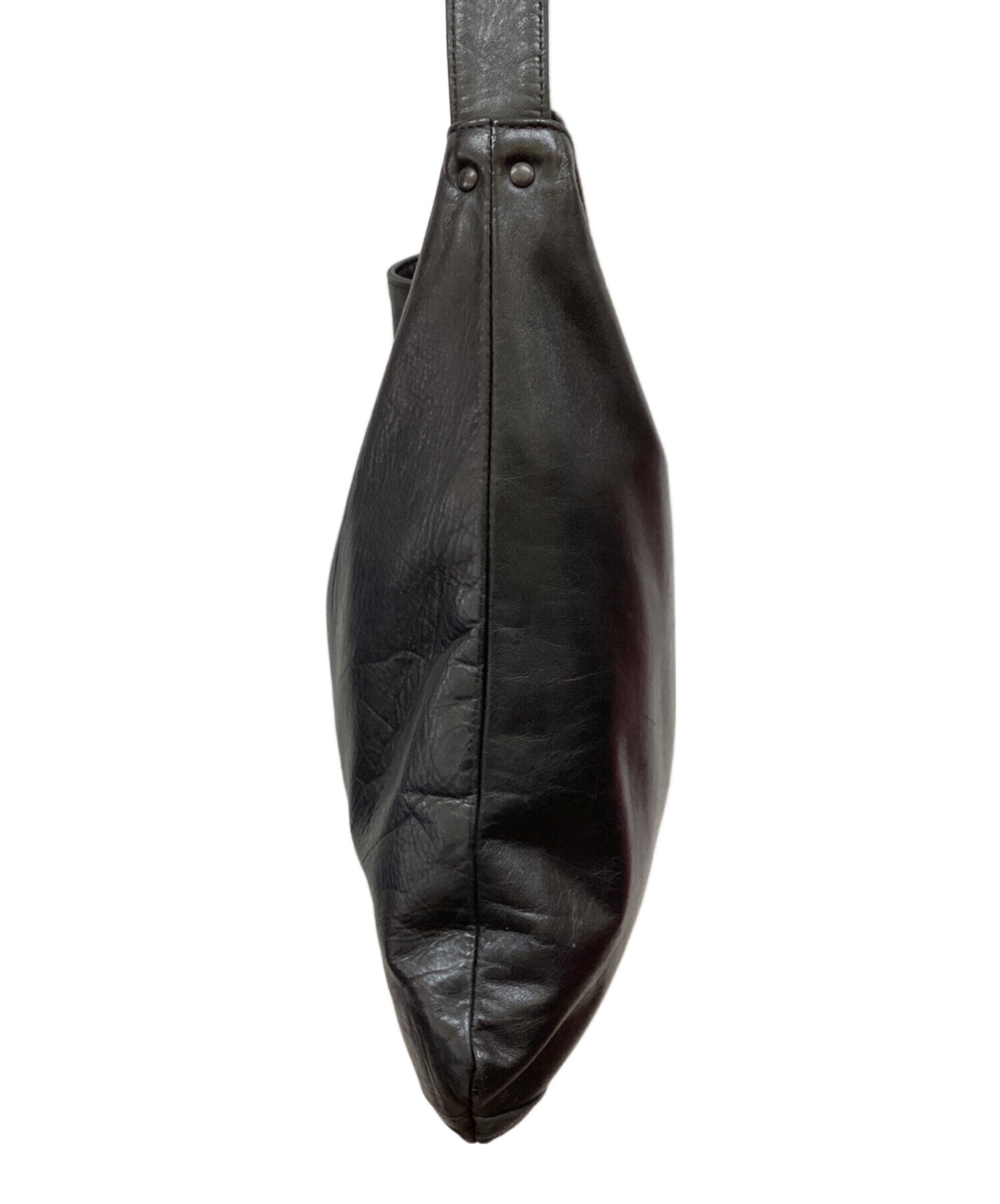 中古・古着通販】PORTER (ポーター) レザーショルダーバッグ ブラック