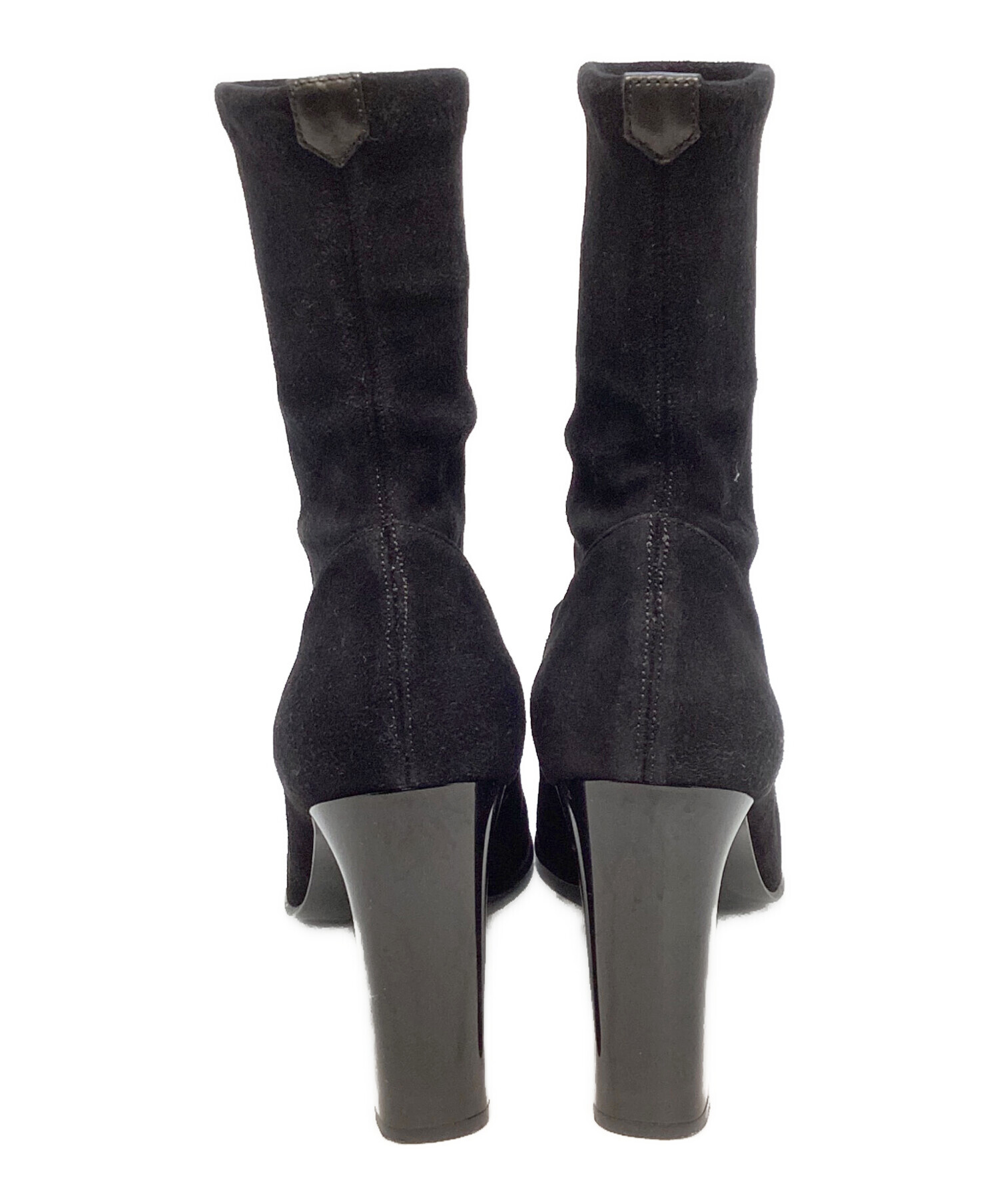 中古・古着通販】GUCCI (グッチ) スクエアトゥ ヒールブーツ ブラック