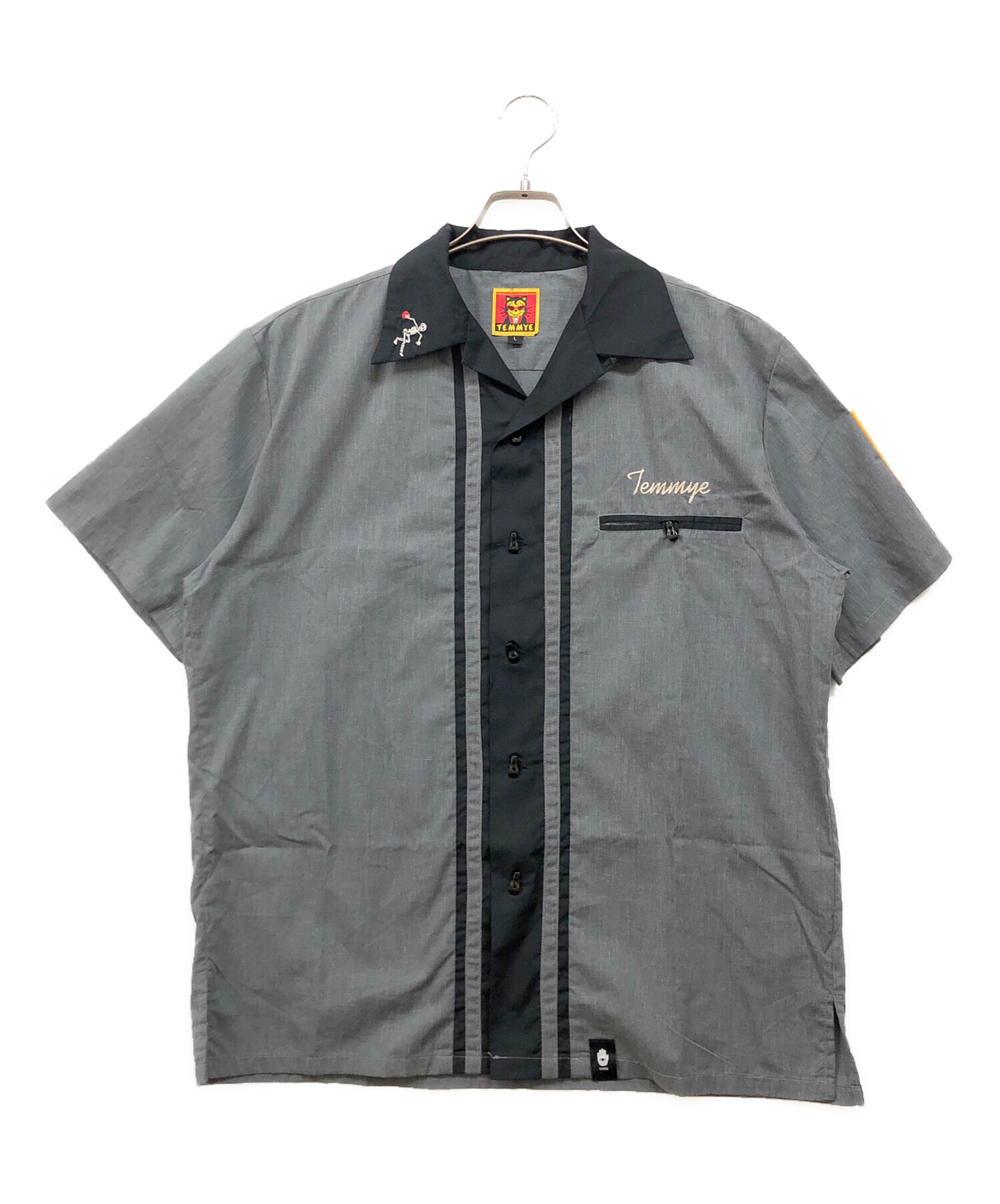 m*n様 TEMMYE ボウリングシャツ Lサイズ グレー黒 中古・古着通販】TEMMYE (ティミー) ボーリングシャツ グレー×ブラック