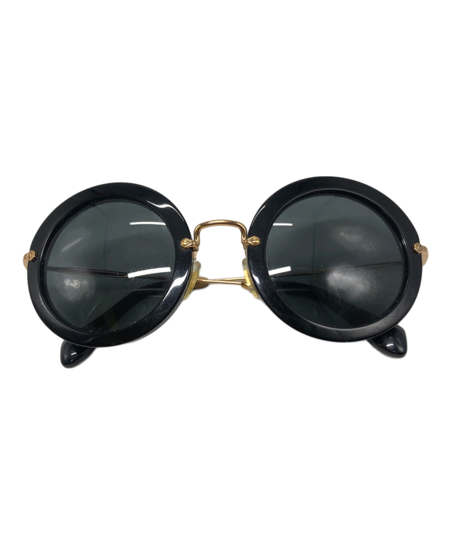 Miu Miu ミュウミュウ サングラス  ゴールド 【古着】【中古】【送料無料】 miu miu（ミュウミュウ） 極美品◇MIUMIU SMU A56 ティアドロップ アイ