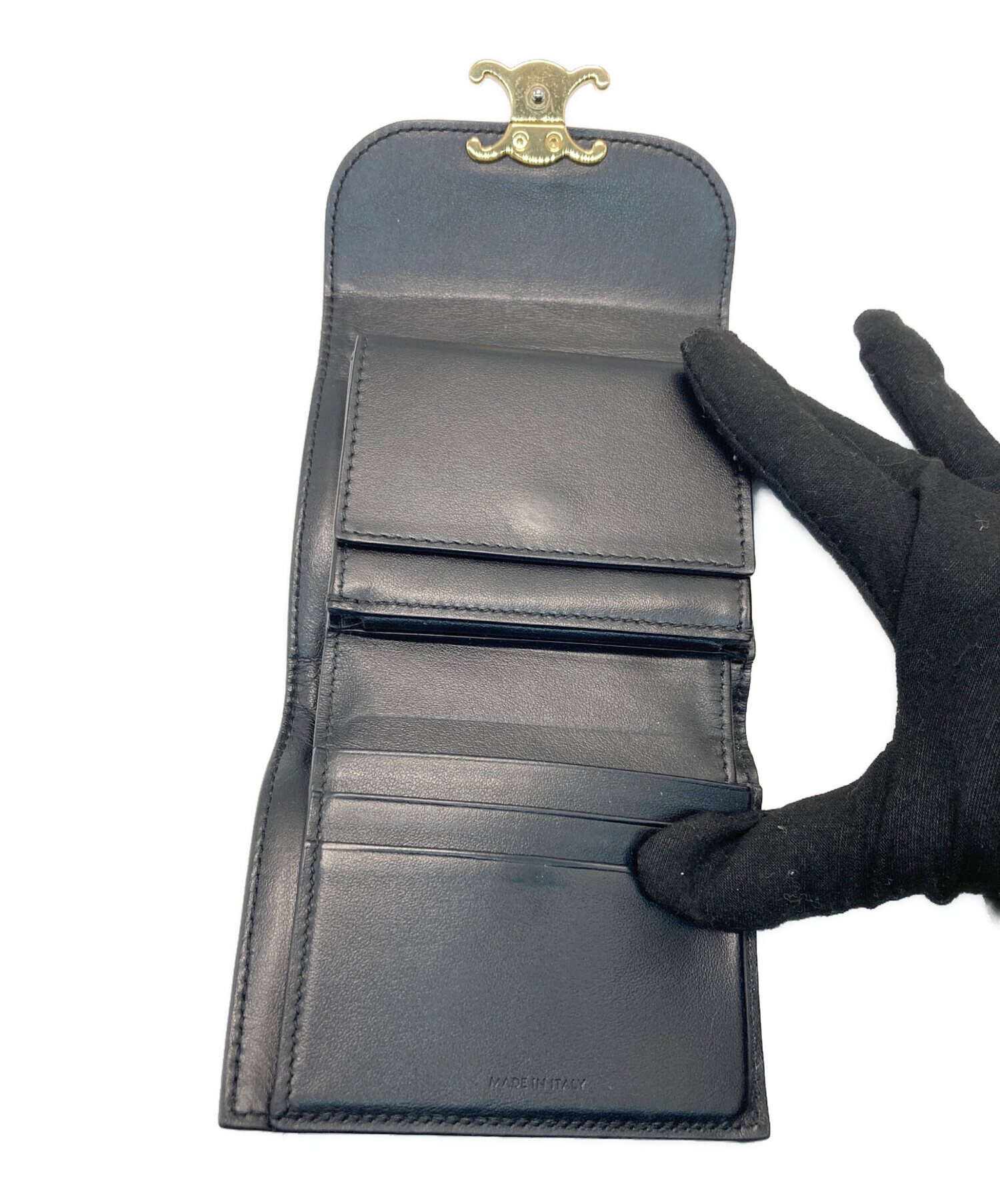 中古・古着通販】CELINE (セリーヌ) Small Flap Wallet ブラック 