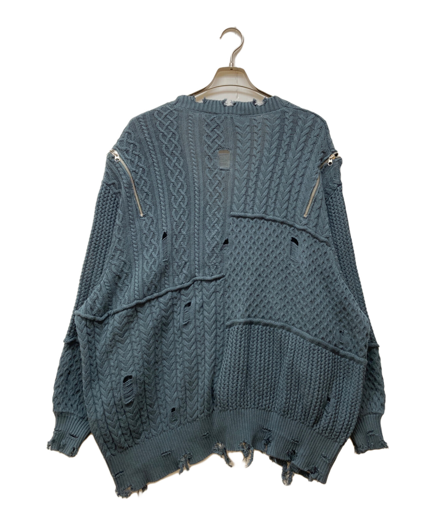 中古・古着通販】HARE (ハレ) BIGダメージZIPカーディガン グリーン